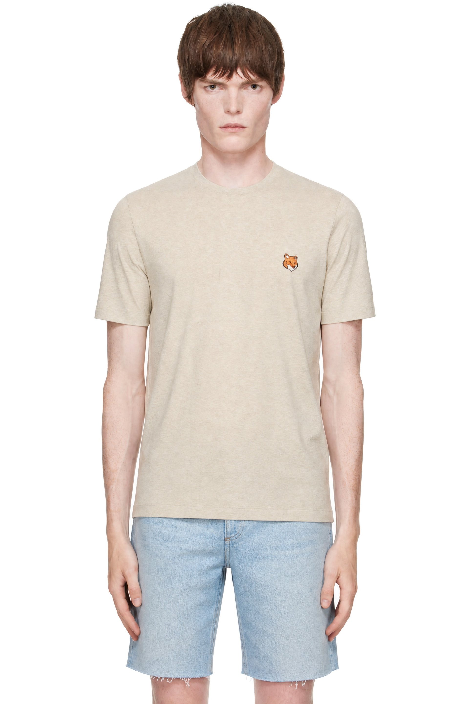 Maison Kitsuné - Beige Fox Head Regular T-shirt