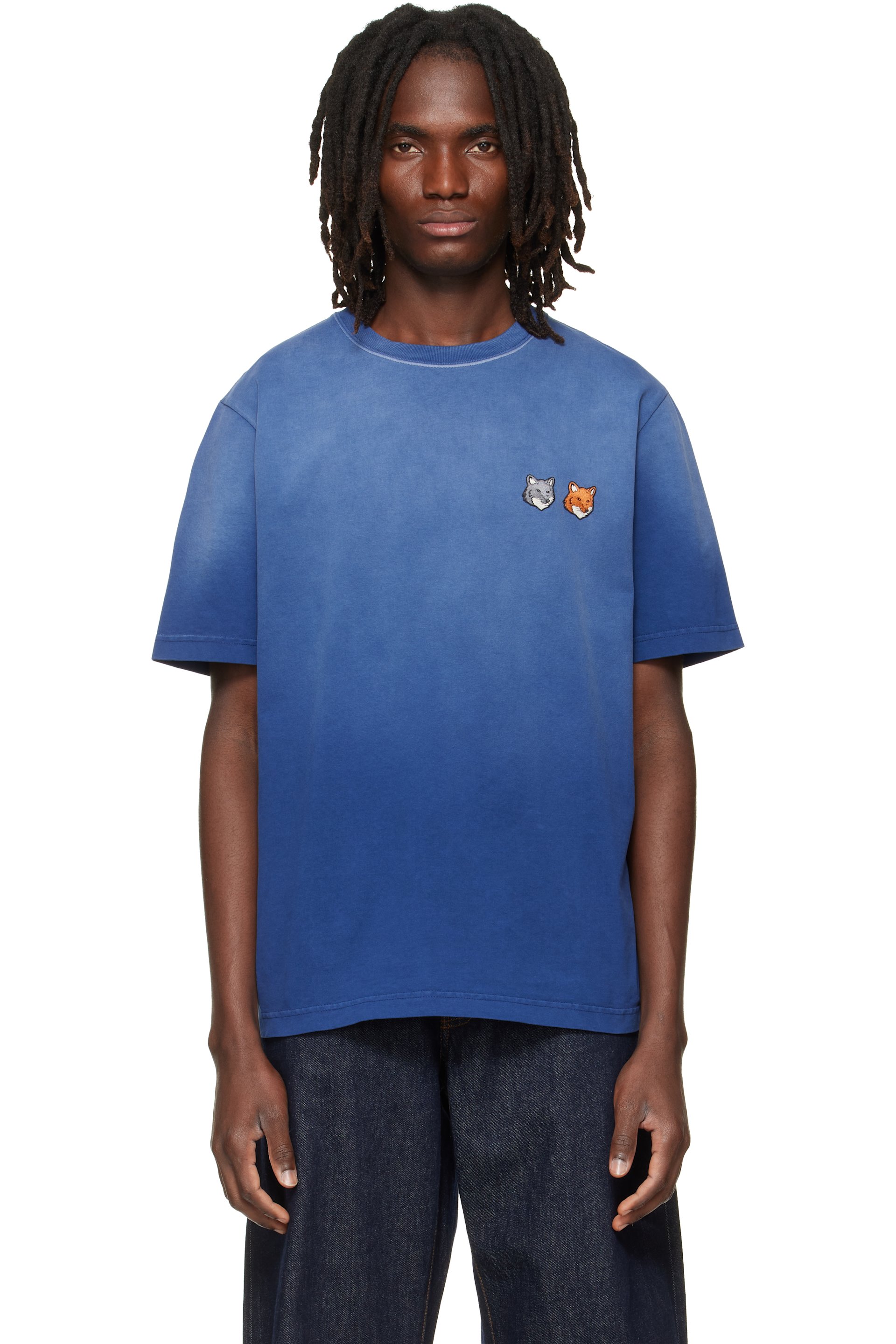 Maison Kitsuné - Navy Fox Head Regular T-shirt