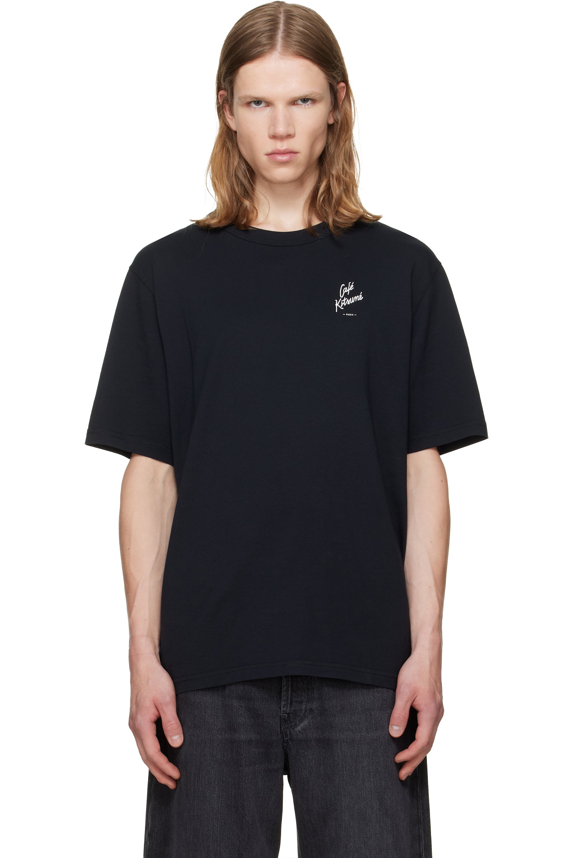 Maison Kitsuné - Black 'Café Kitsuné' Relax T-shirt