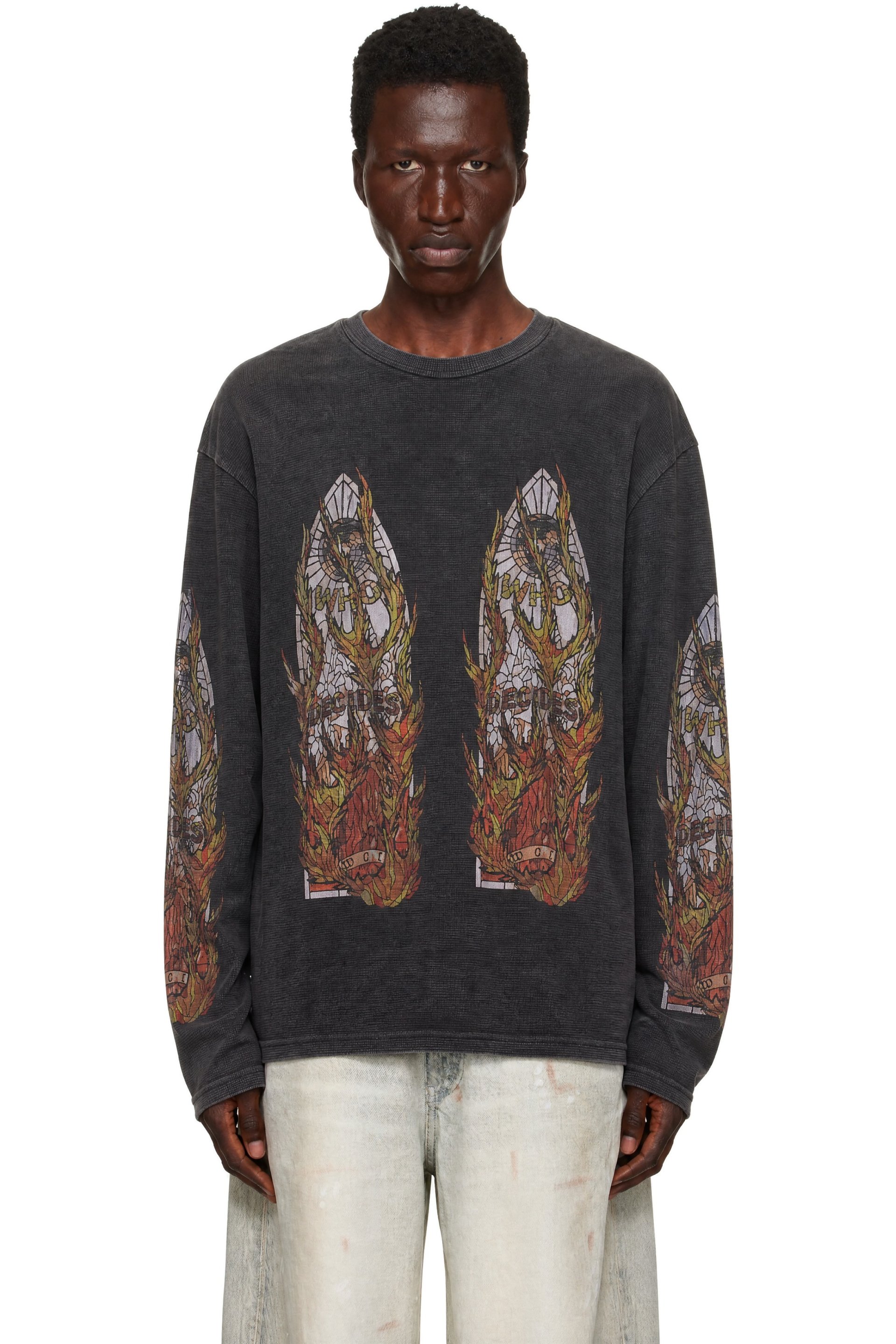 Who Decides War - Gray Flame Glass Thermal Long Sleeve T-shirt
