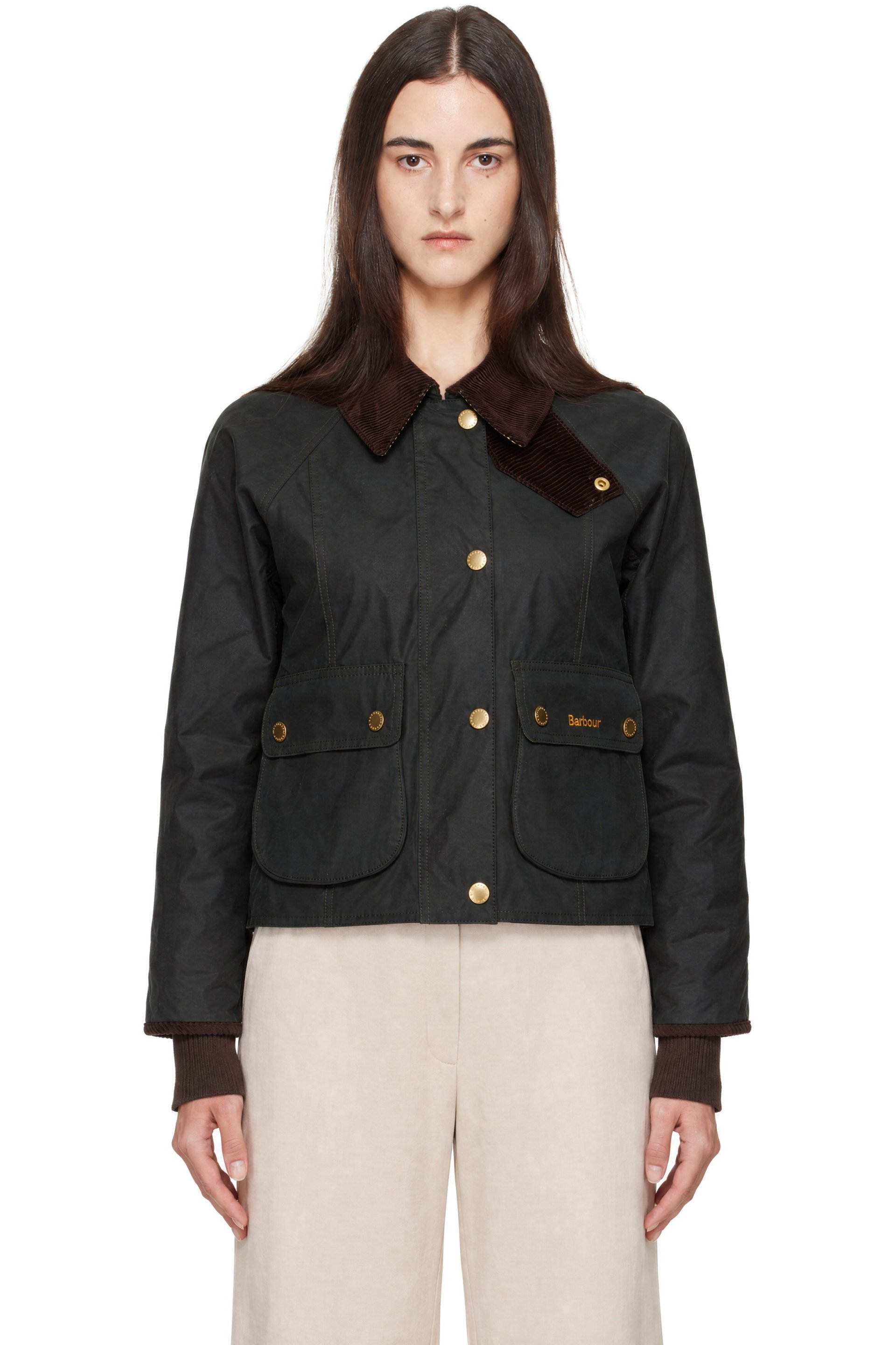 Barbour - Khaki Cropped Beadnell Wax Jacket
