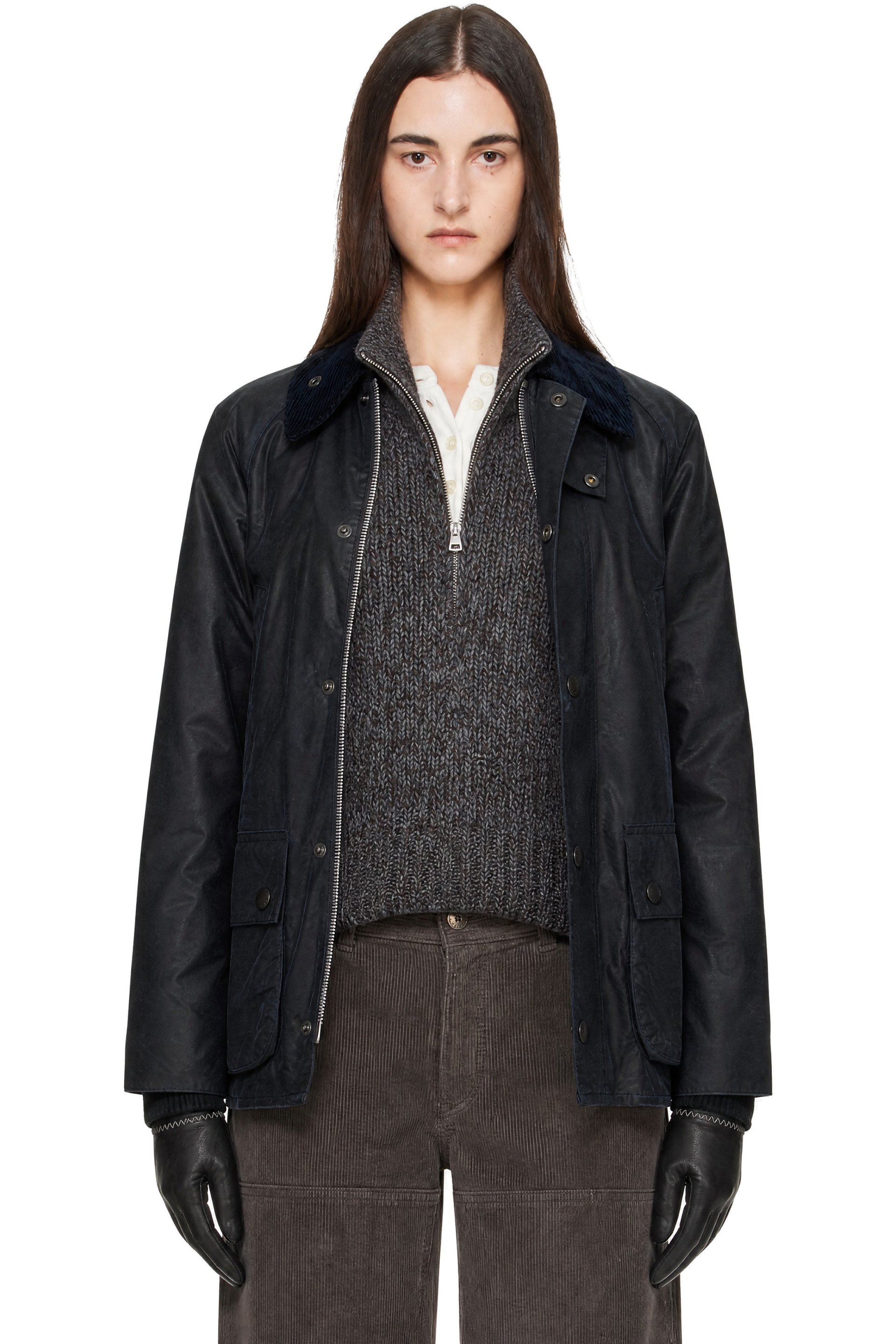 Barbour - Navy Bedale Waxed Jacket
