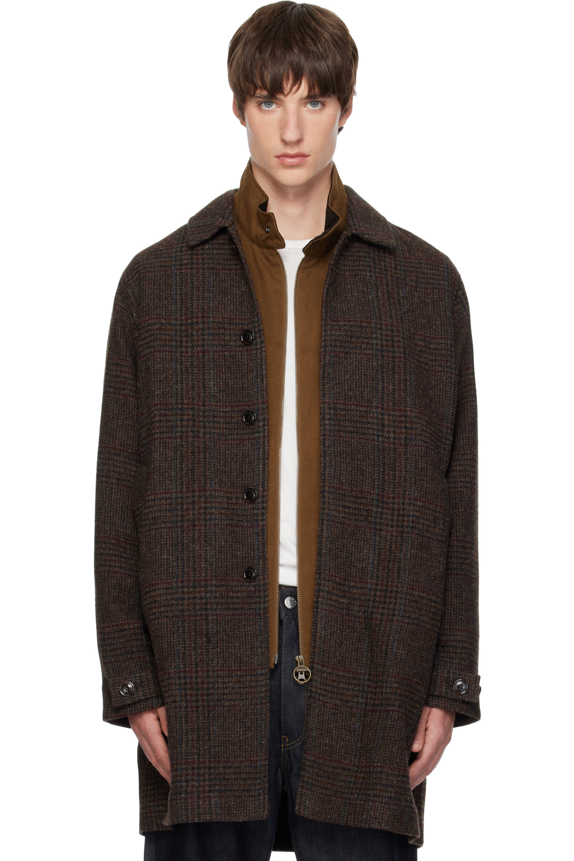 Barbour - Brown Lorden Check Wool Coat