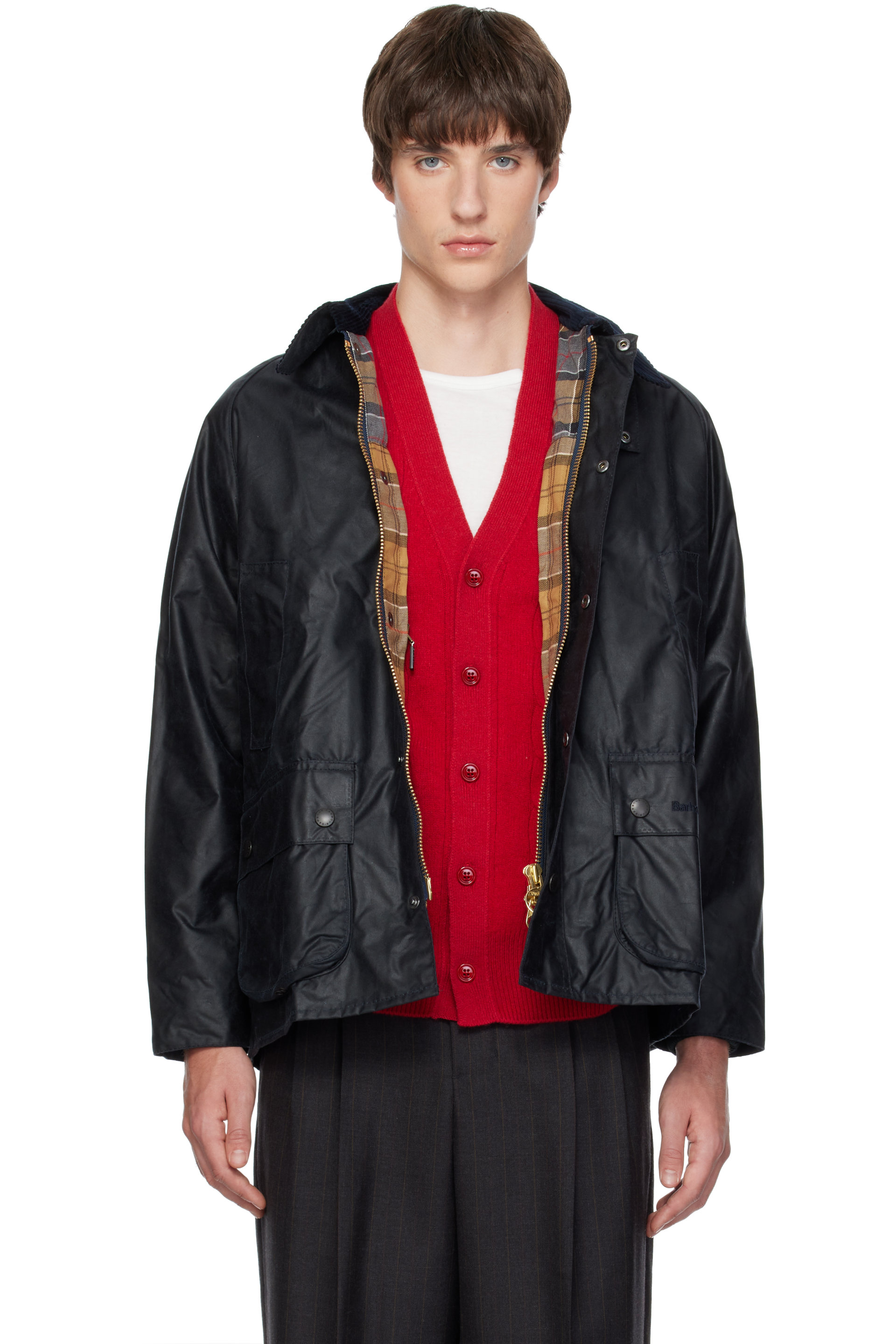 Barbour - Navy Bedale Waxed Jacket