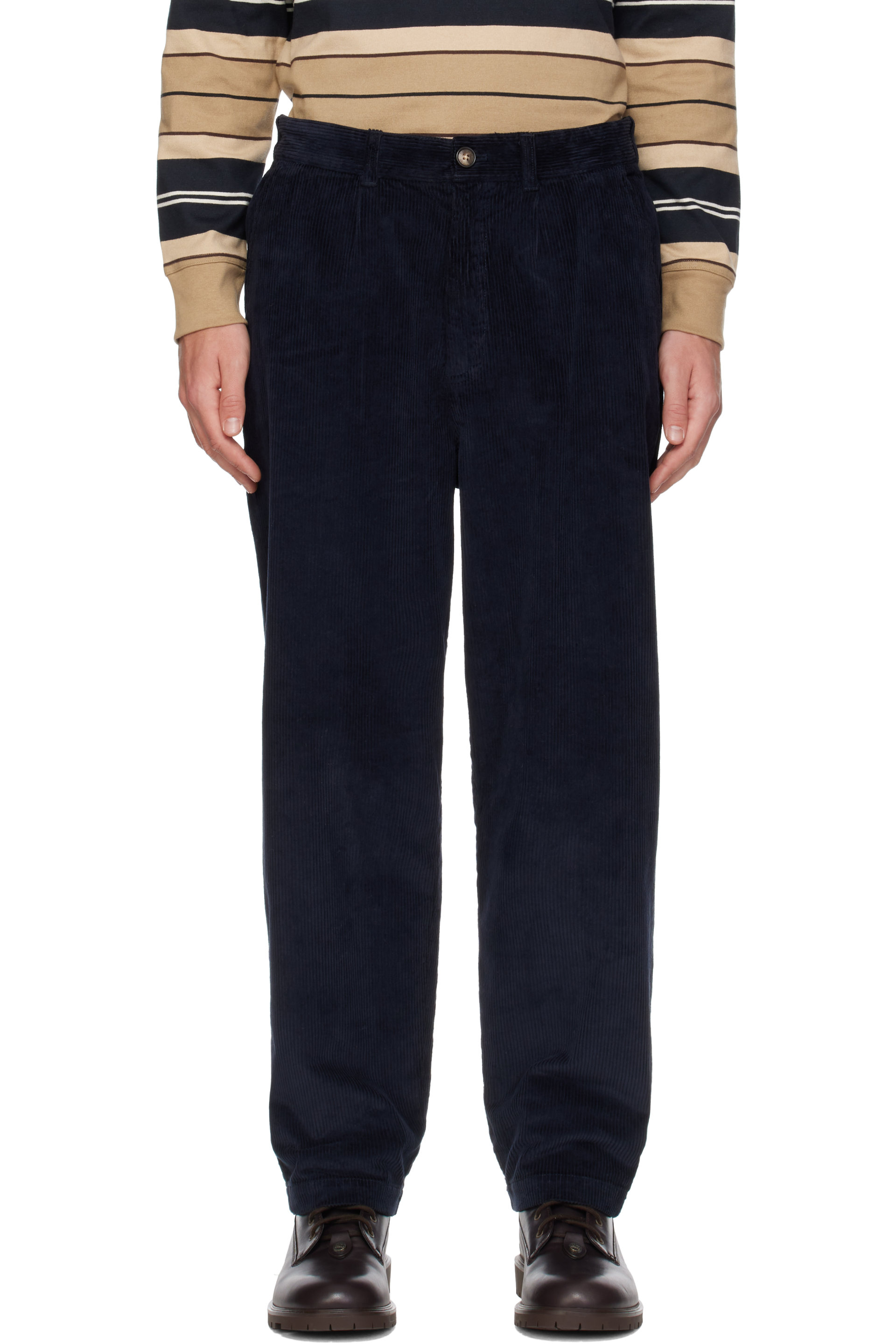 Barbour - Navy Stretch Cord Relaxed Trousers