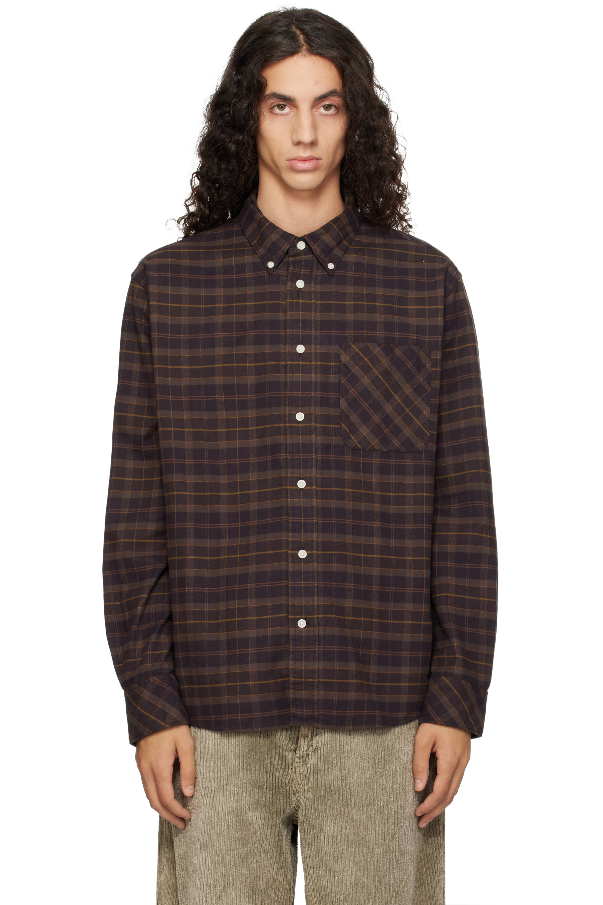 Barbour - Brown Mineral Tartan Long-Sleeved Shirt
