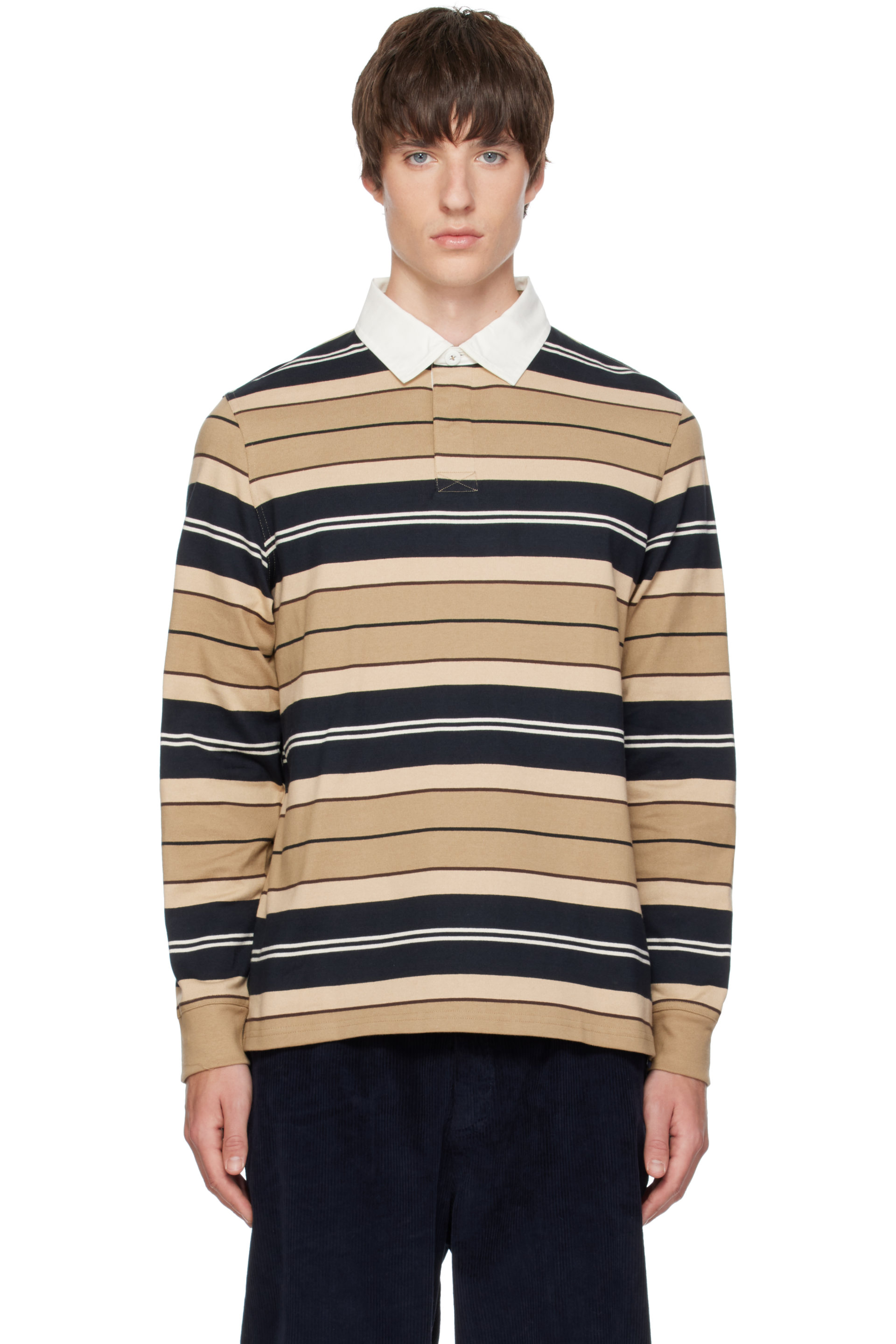 Barbour - Yellow & Navy Frith Striped Rugby Polo