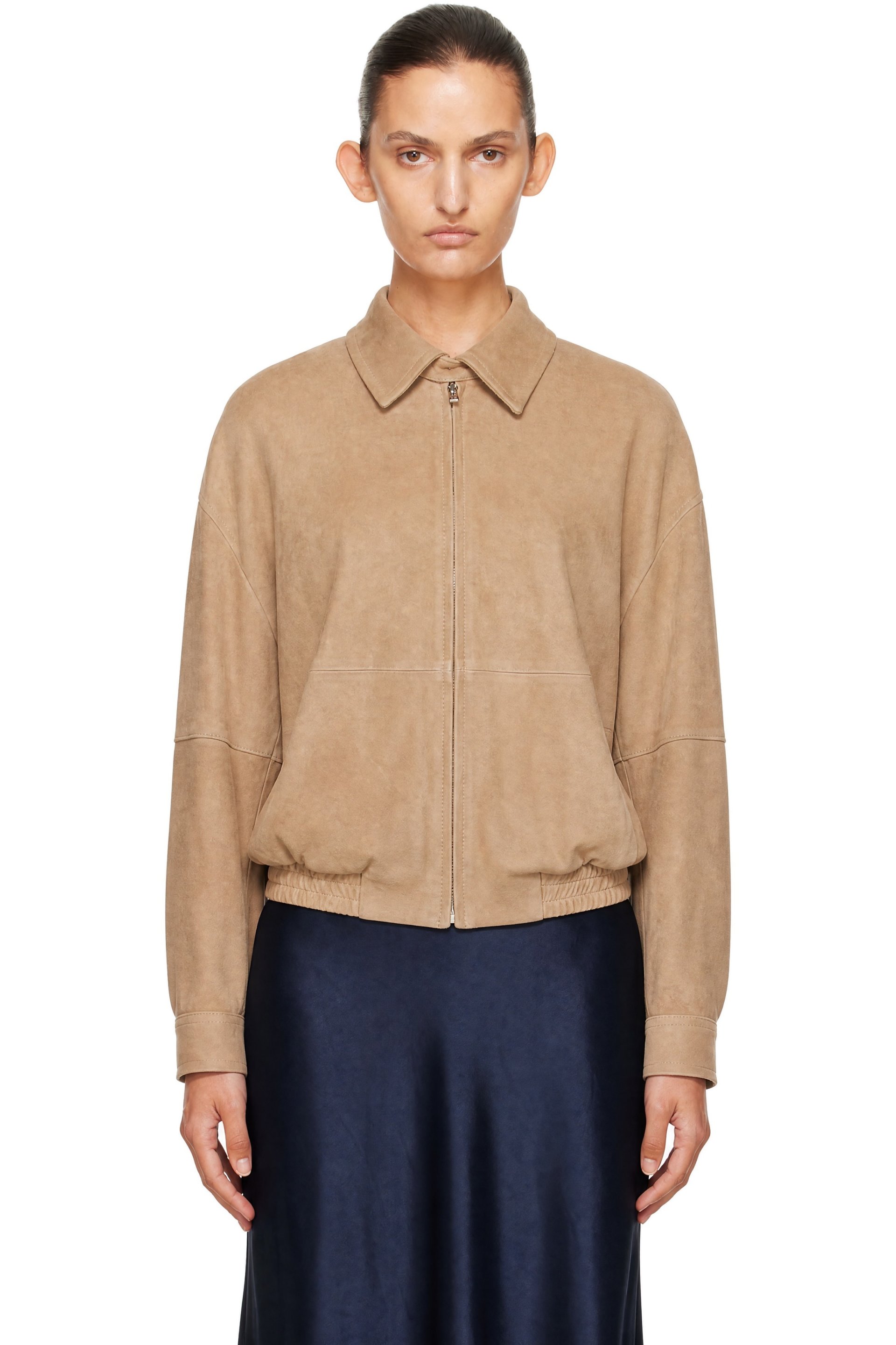 R2W - Blouson aviateur Kenny beige en suède