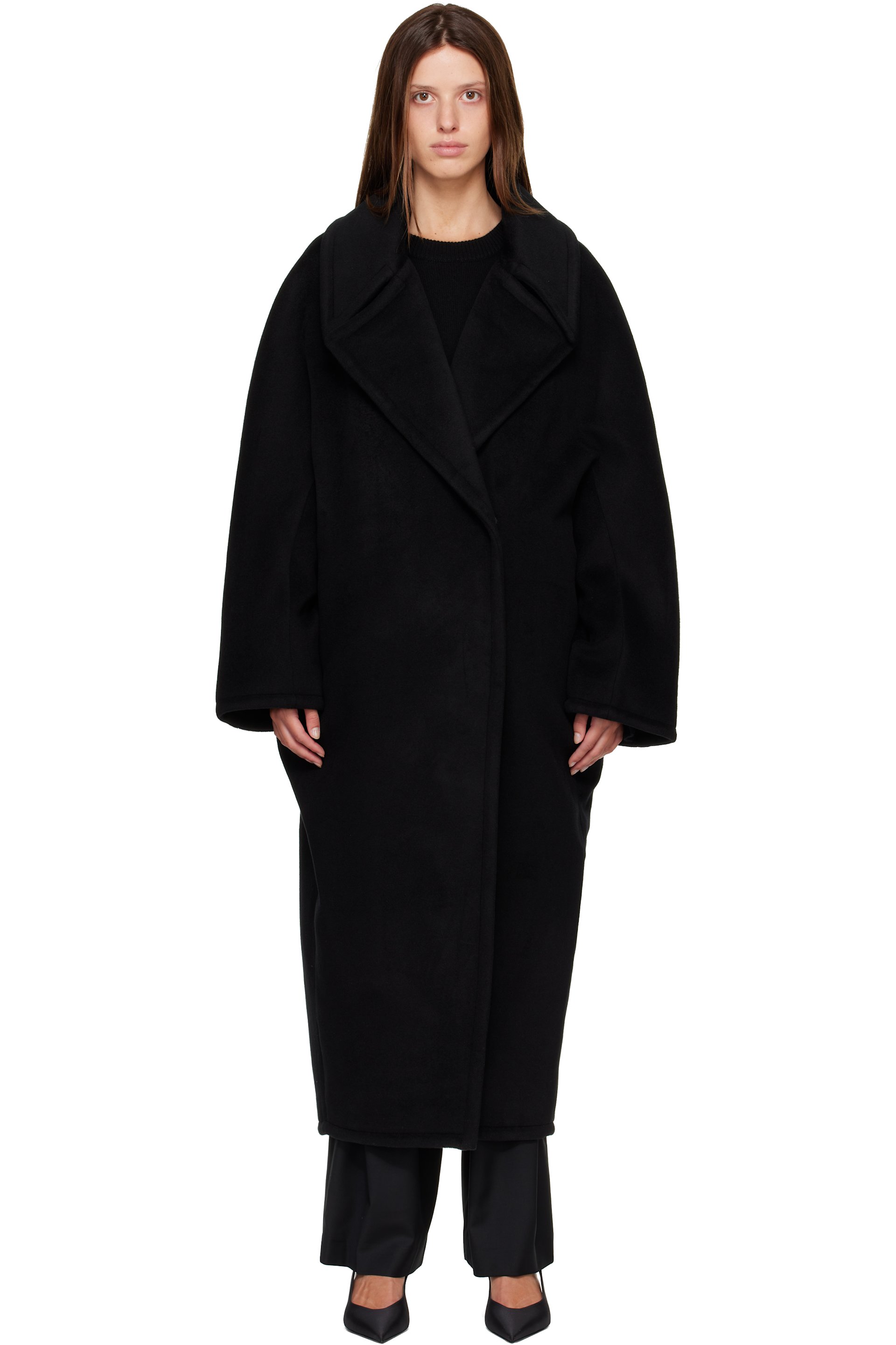 R2W - Black Treho Double Breasted Coat