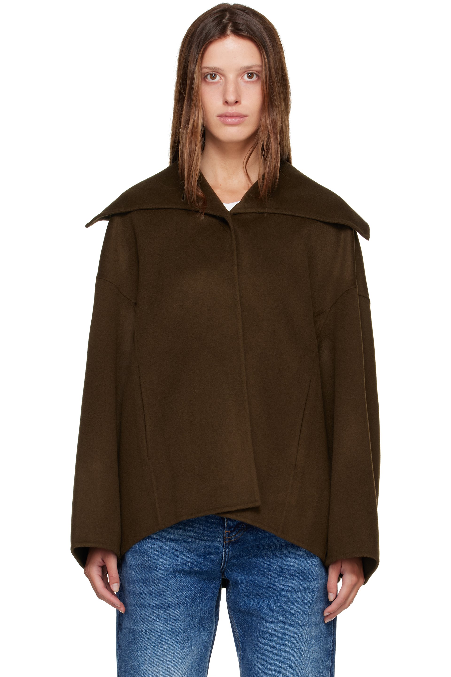 R2W - Khaki Nenka Wool Cash Sailor-Collar Jacket