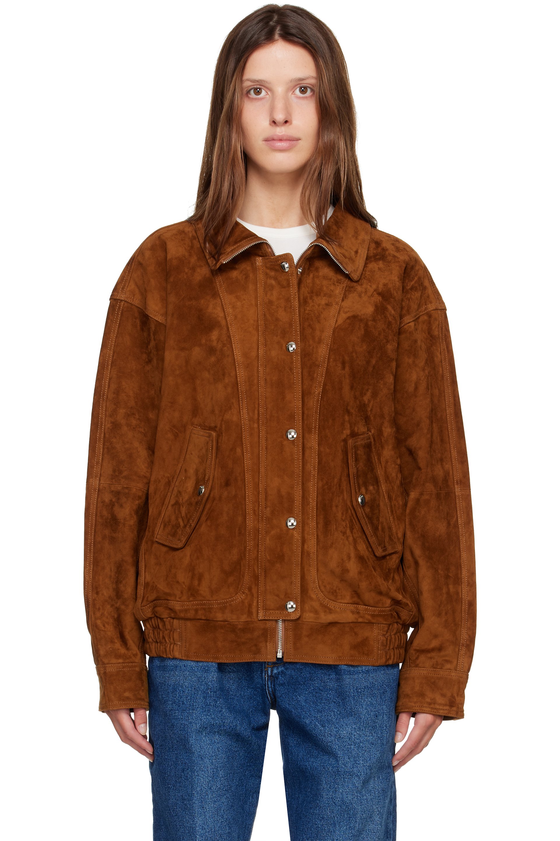 R2W - Brown Zelan High Neck Suede Jacket