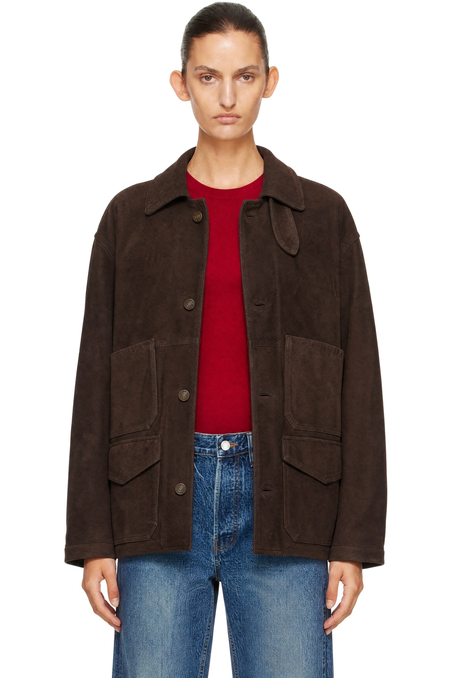 R2W - Blouson Tia brun en suède à poches