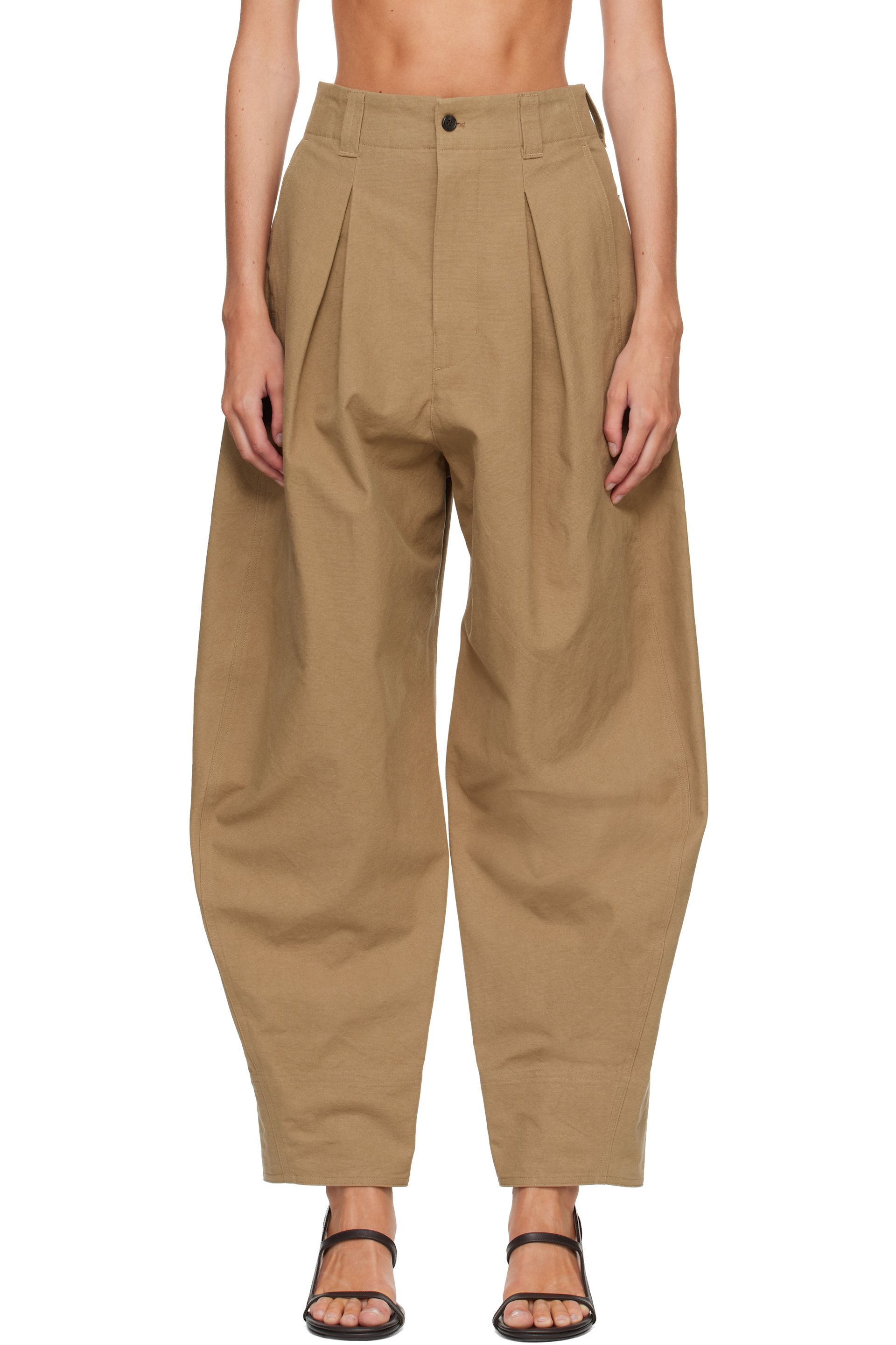 R2W - Beige Milo Pintuck Cotton Trousers