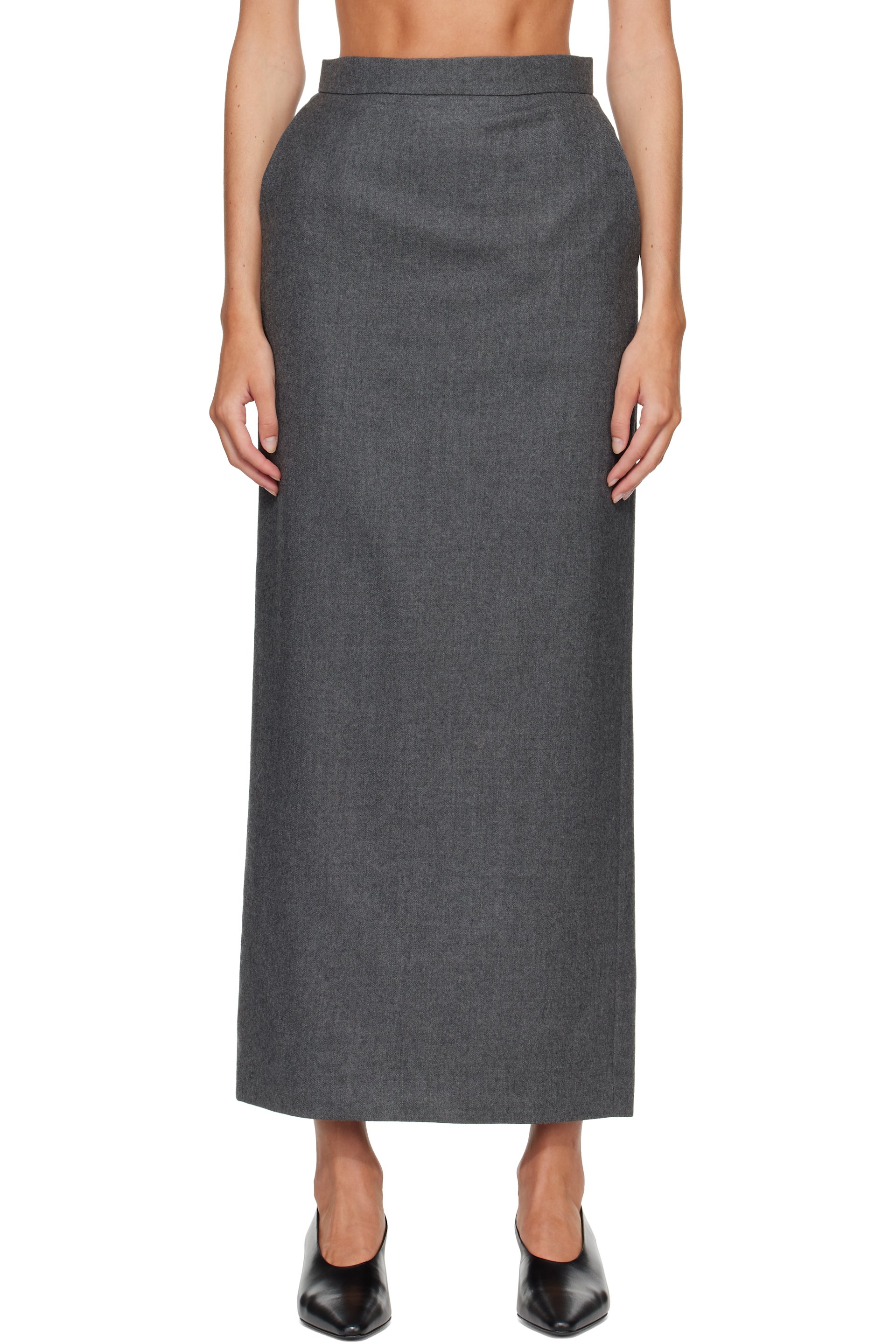 R2W - Gray Melonia Wool Maxi Skirt