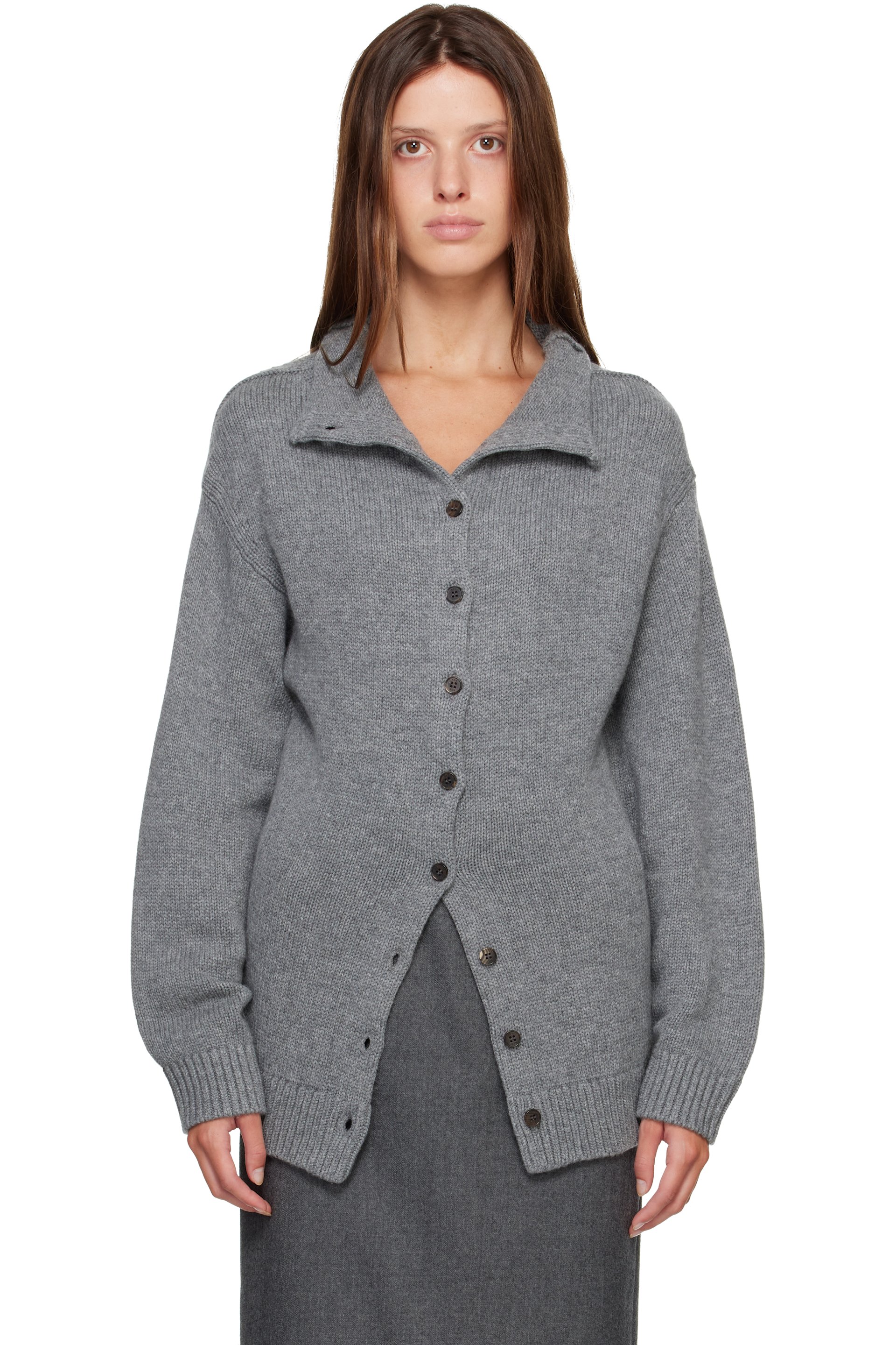 R2W - Gray Anthea Wool Cash Button Cardigan