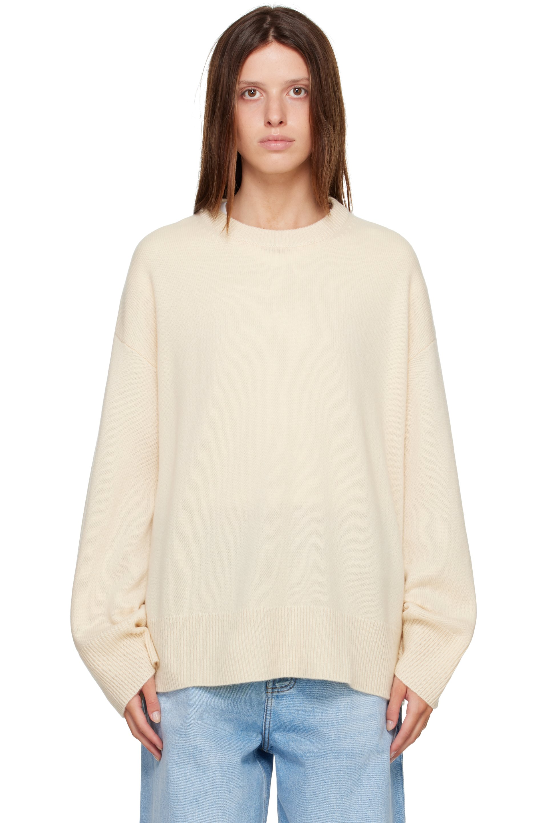 R2W - Off-White Rasmo Wool Cash Round Sweater