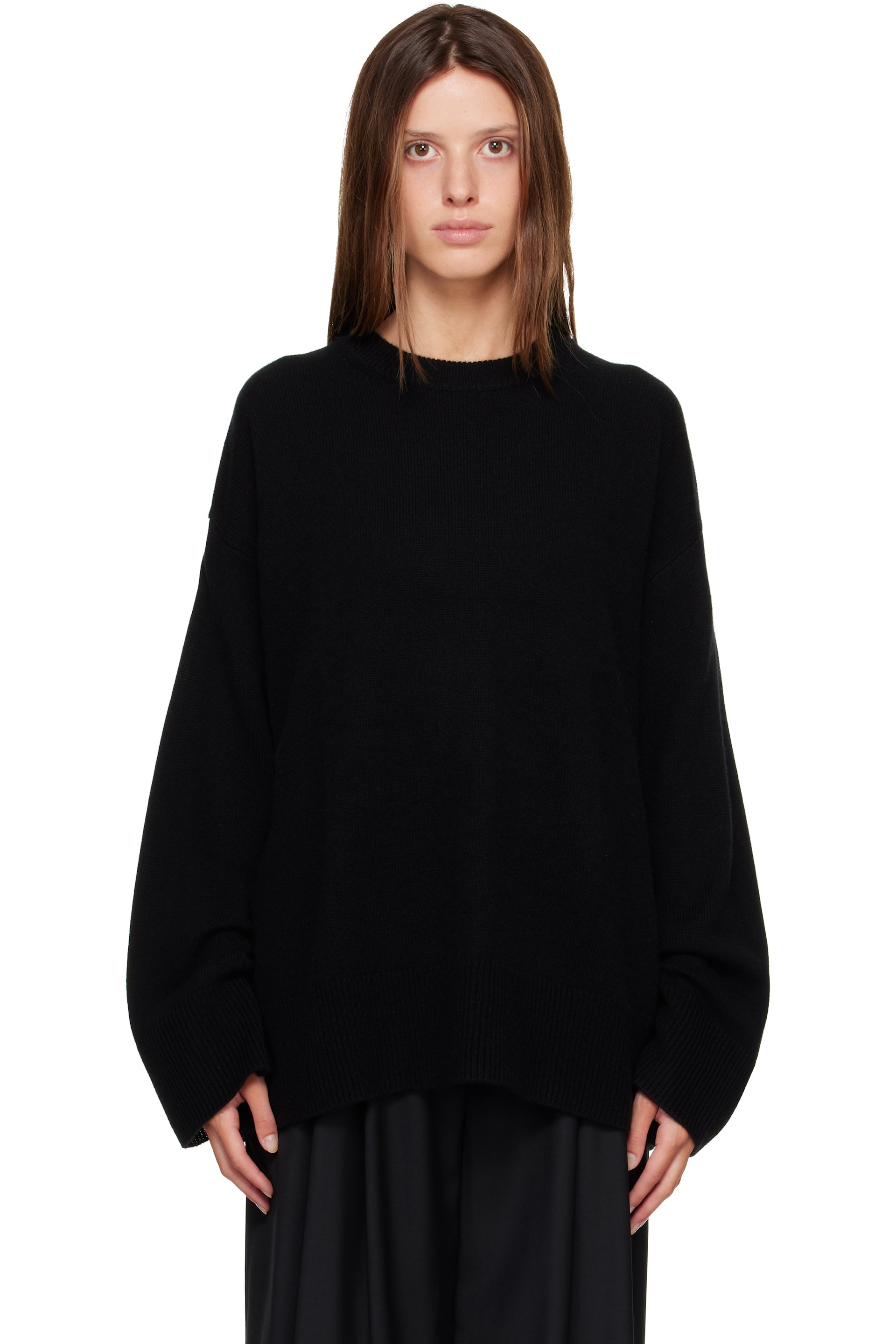 R2W - Black Rasmo Wool Cash Round Sweater