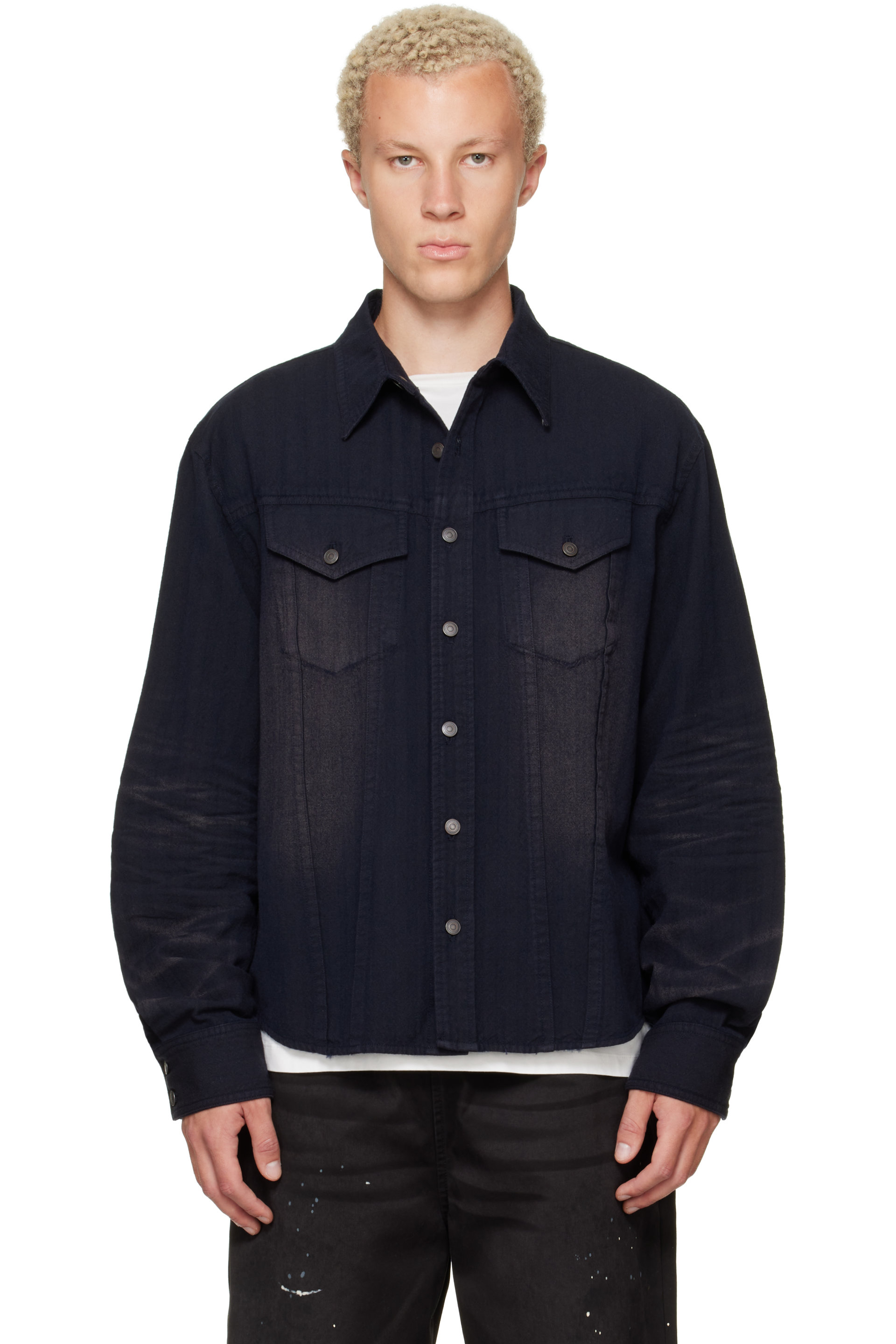 MMIC - Navy Ridge Herringbone Shirt