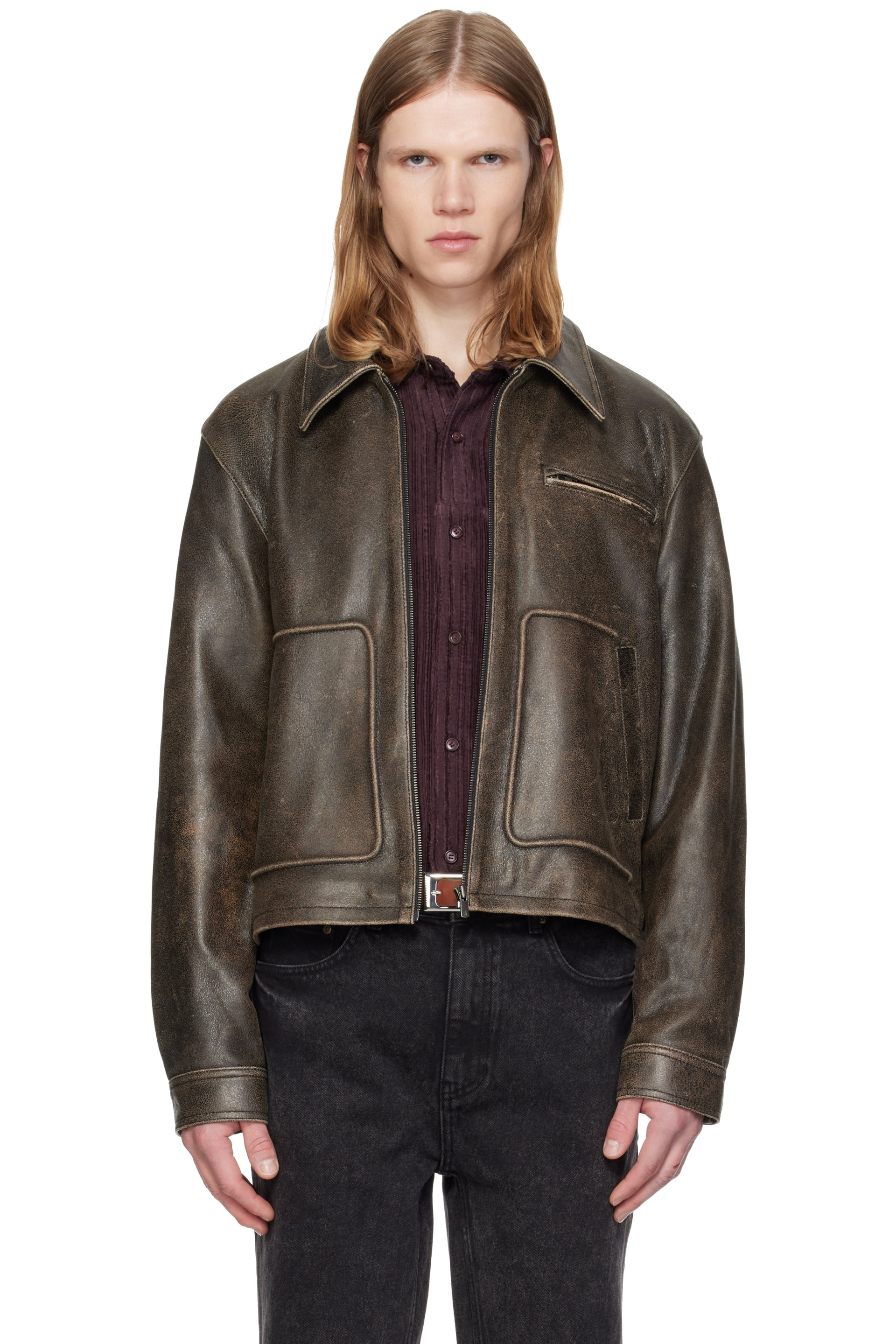 MMIC - Brown Aged Leather Jacket