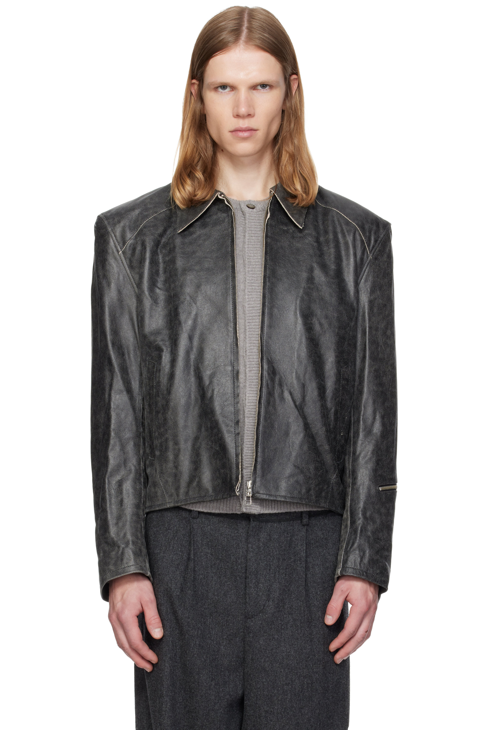 MMIC - Gray Vapor Leather Jacket