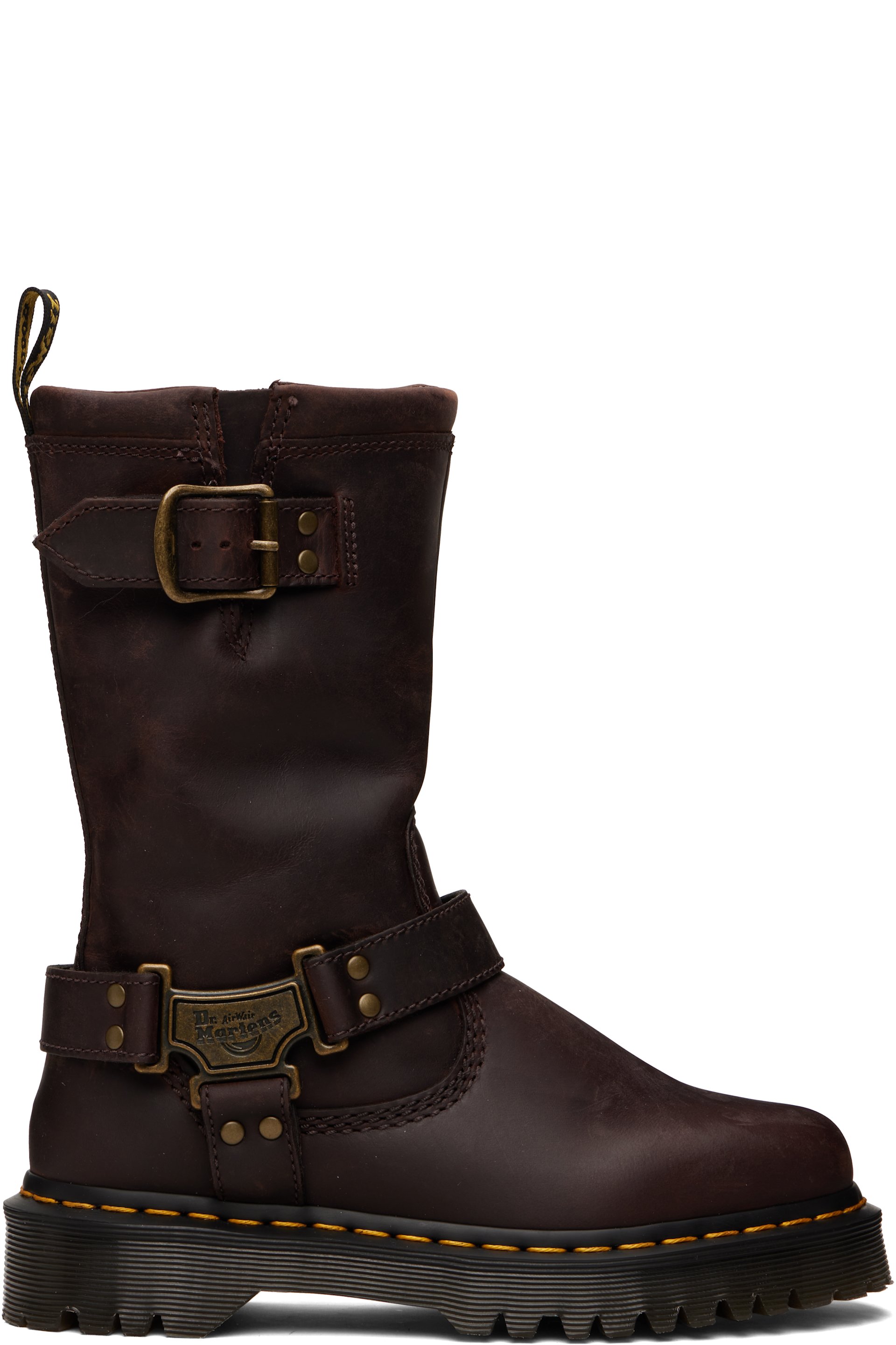 Dr. Martens - Brown Anistone Hi Leather Biker Boots