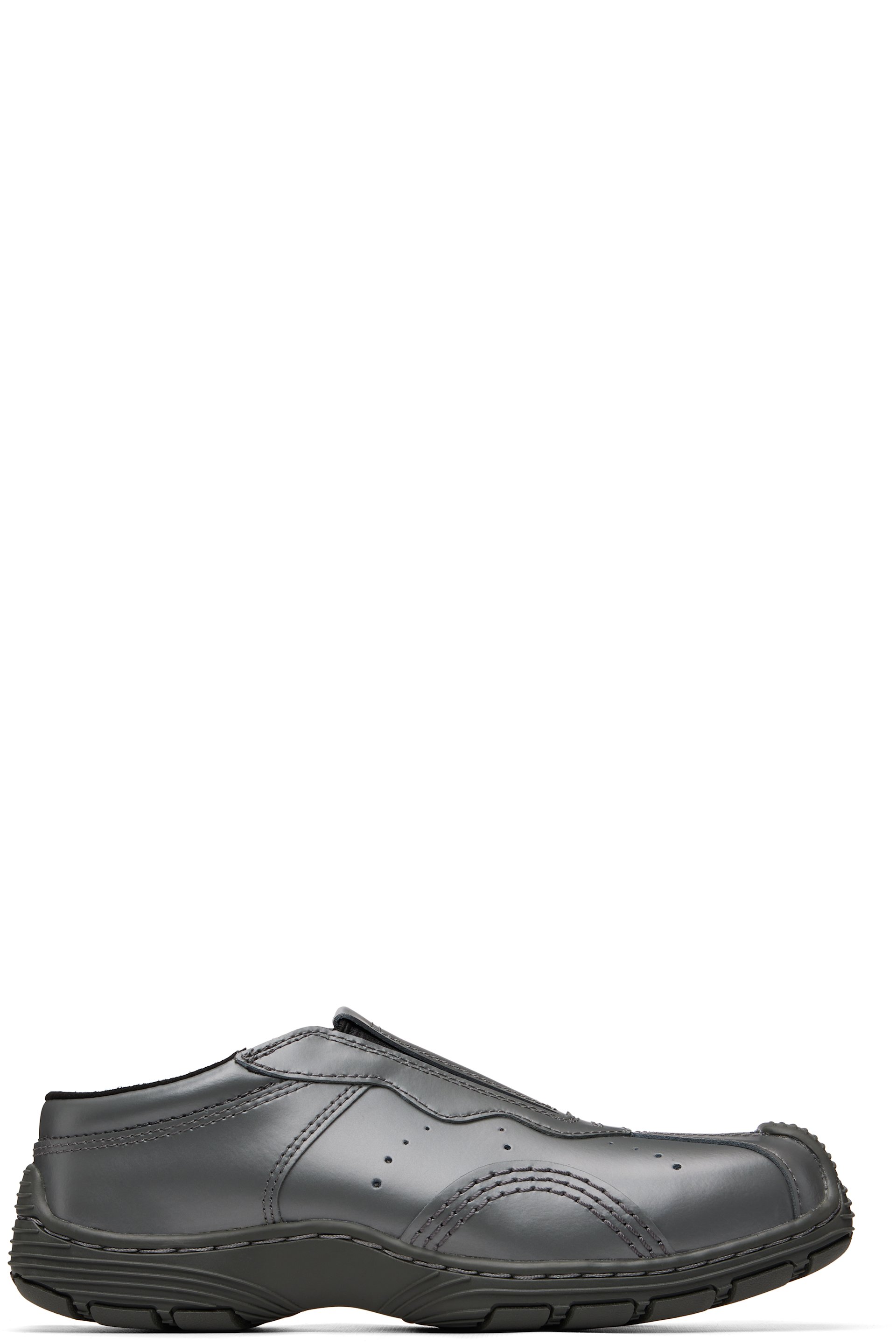 Dr. Martens - Gray Aurix Satin Finish Leather Mule Loafers