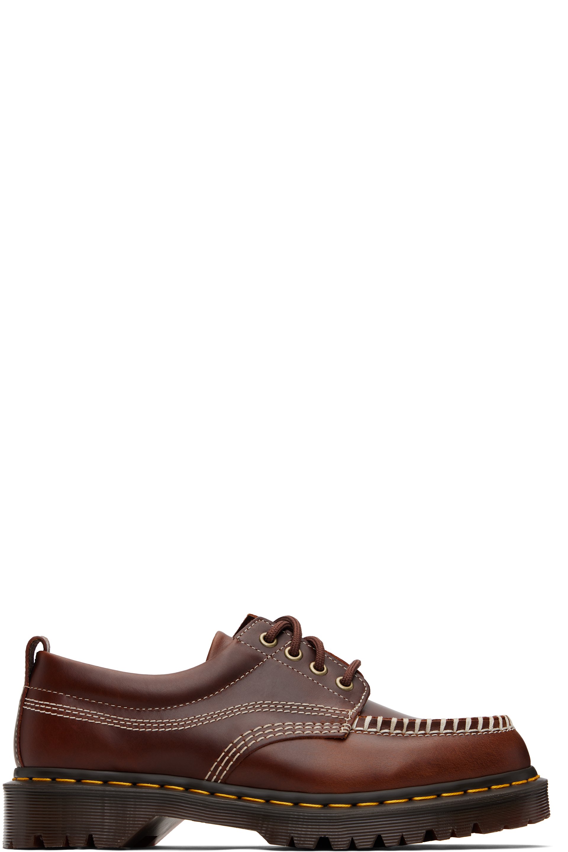Dr. Martens - Derbys Lowell bruns en cuir à bout de style mocassin