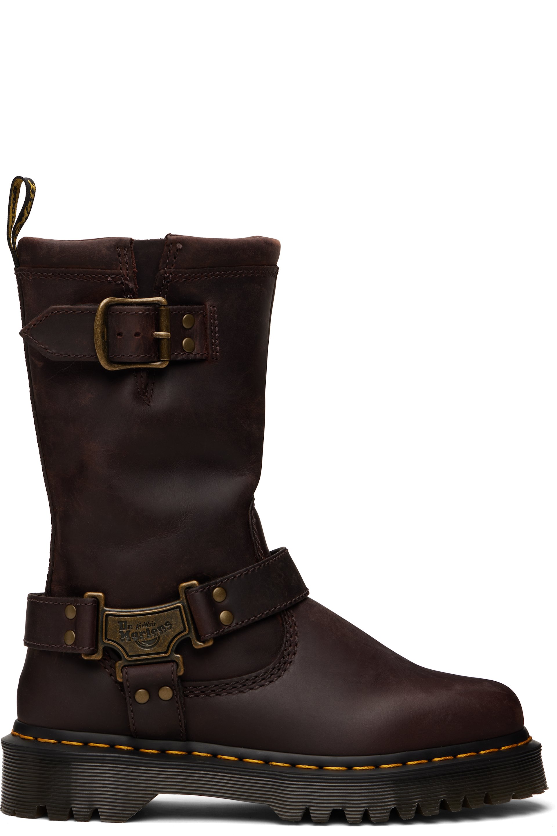 Dr. Martens - Brown Anistone Hi Leather Biker Boots