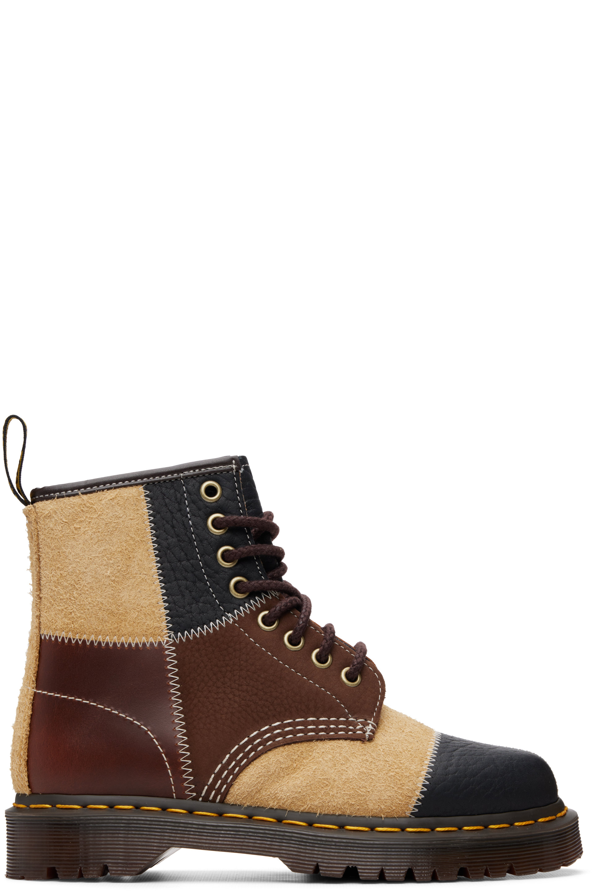 Dr. Martens - Brown & Beige 1460 Patchwork 8 Eye Lace Up Boots