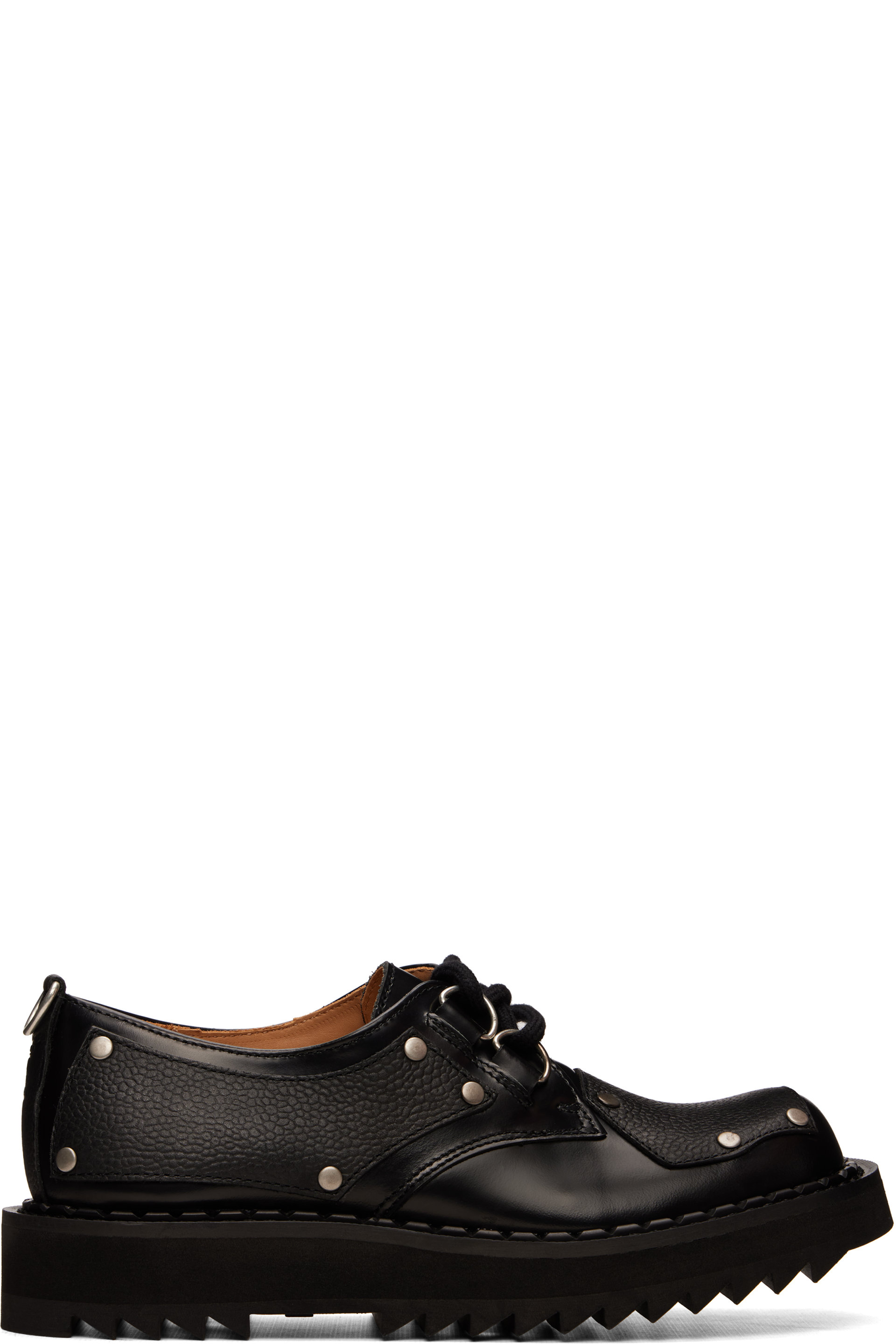 George Cox - Black Ripple Bump-Toe Panel Derbys