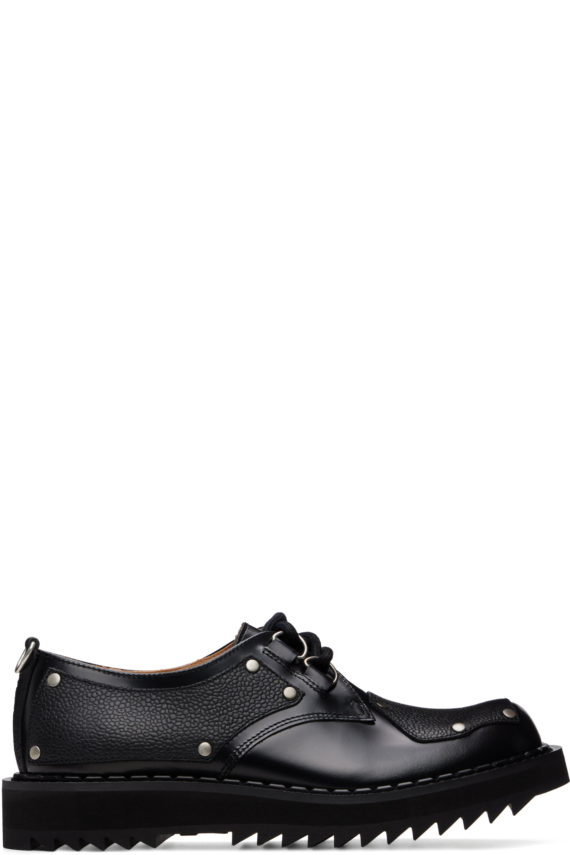 George Cox - Black Ripple Bump-Toe Panel Derbys