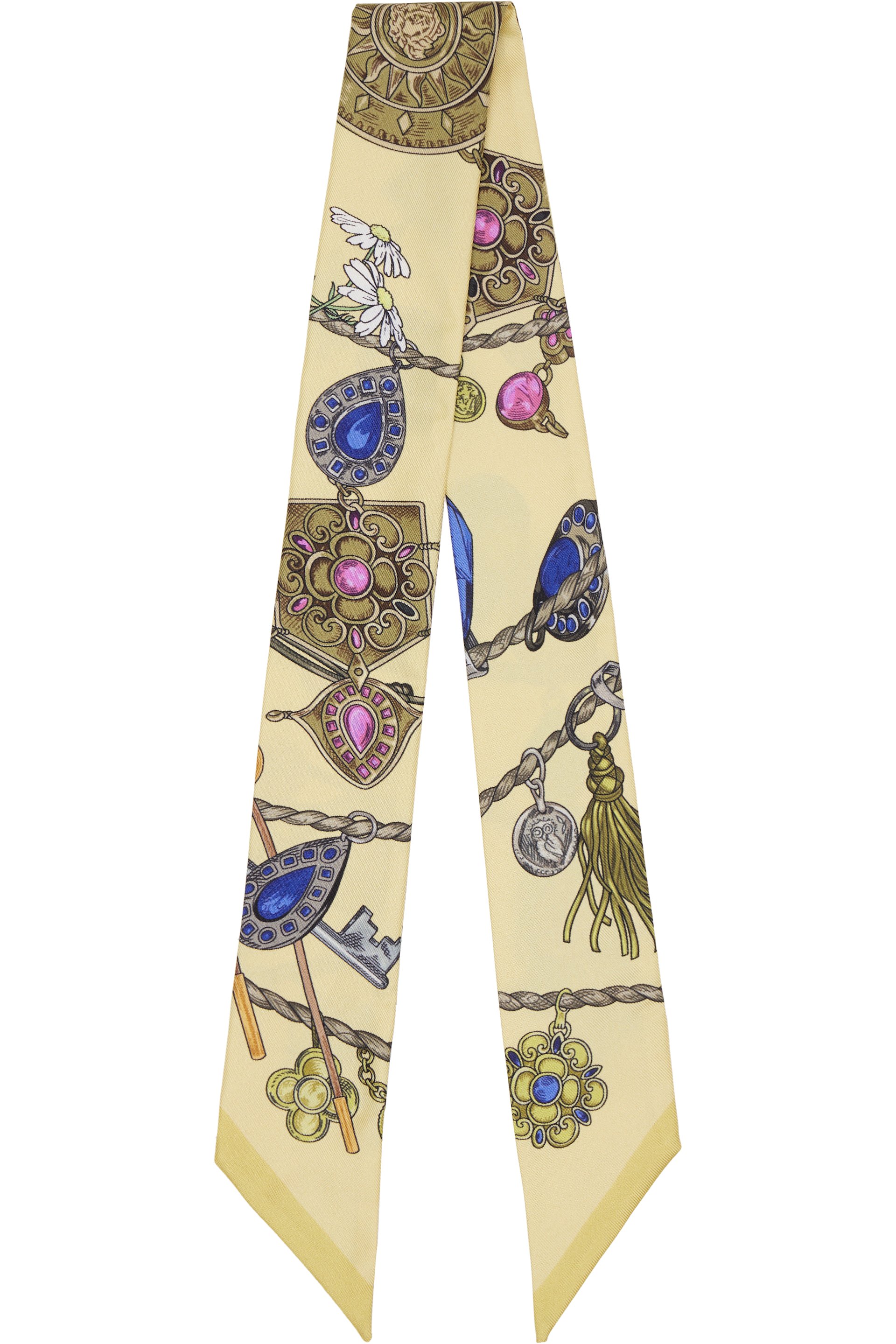 Versace - Yellow Printed Silk Twill Ribbon Scarf