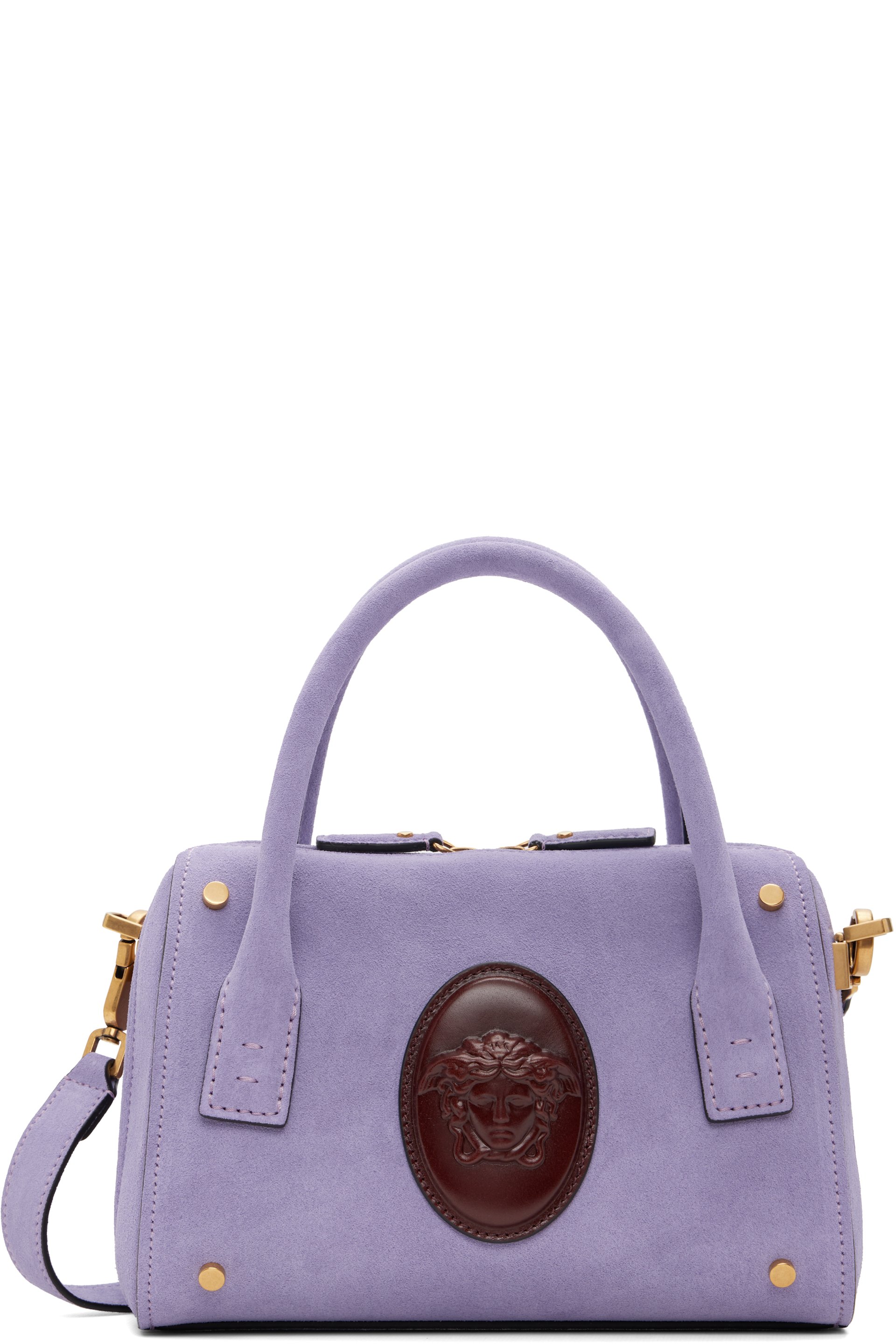 Versace - Purple Roomy Small Suede Boston Bag