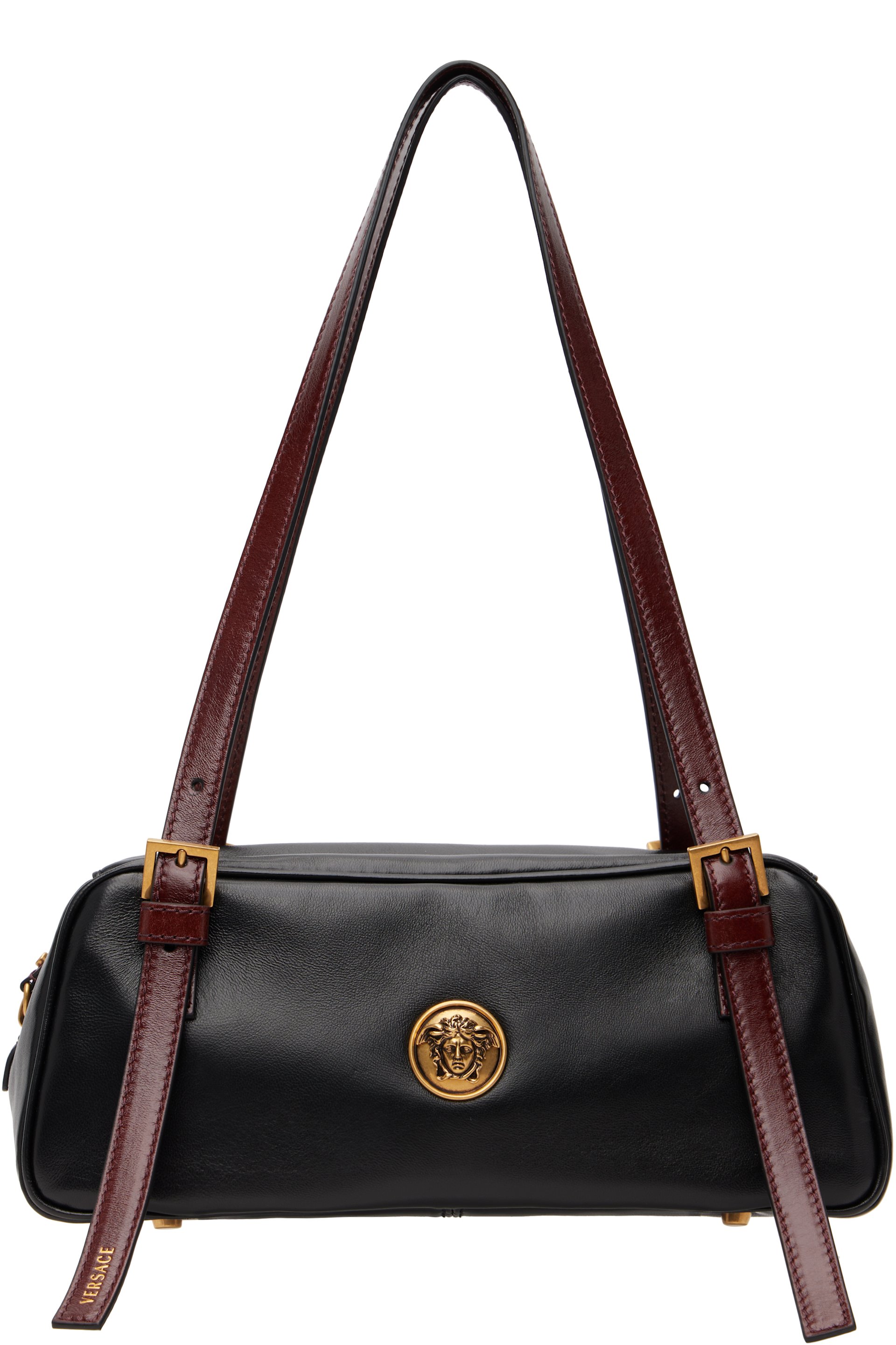 Versace - 黑色 & 棕色 Emblème Nappa Bowling 单肩包
