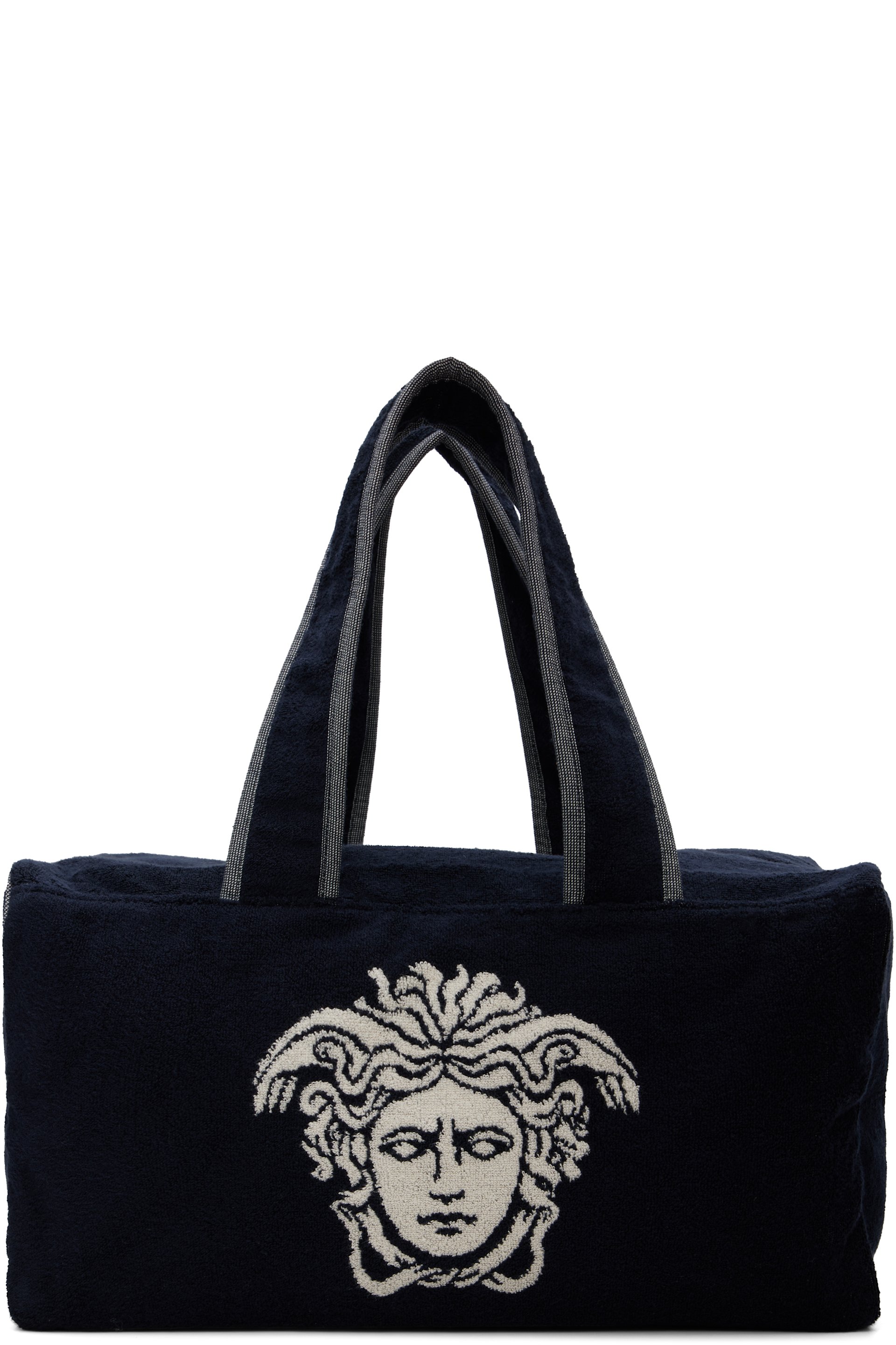 Versace - Navy Terry Cloth Jacquard Gym Duffle Bag