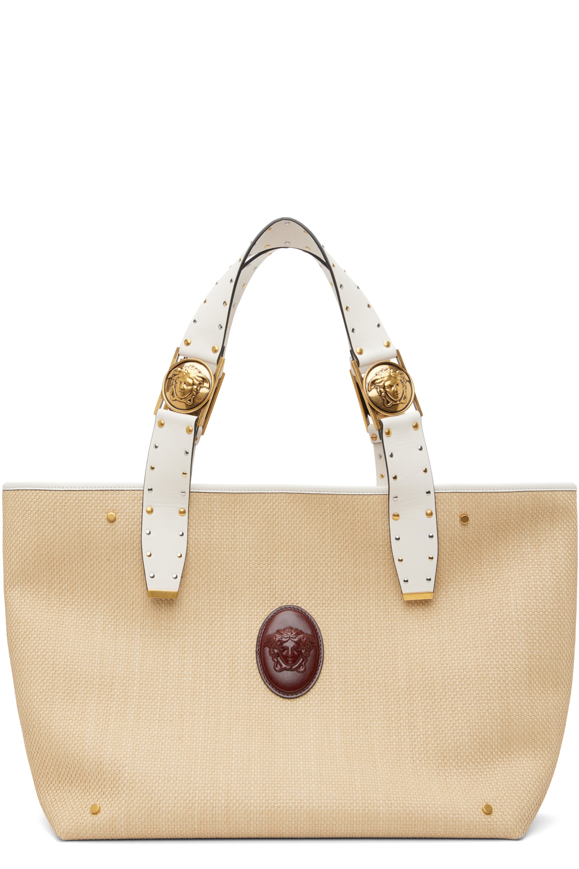 Versace - 驼色大号 Rivière Raffia 托特包