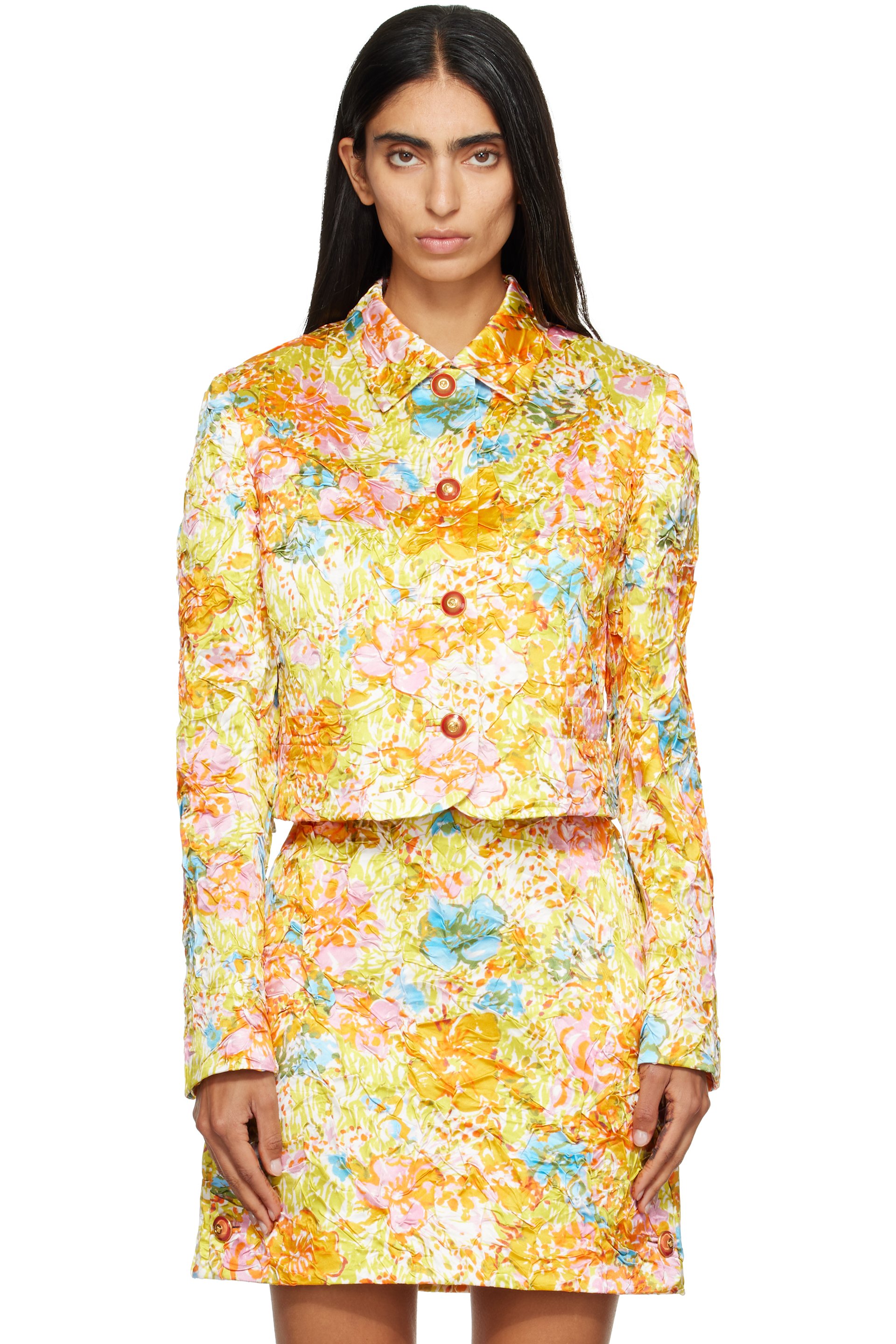 Versace - Blouson multicolore en satin duchesse