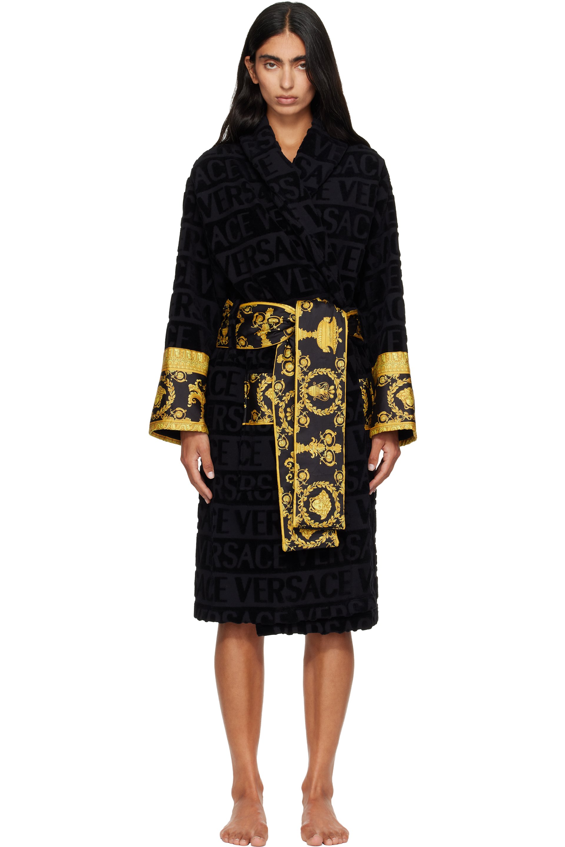 Versace - Black 'I Heart Baroque' Bathrobe