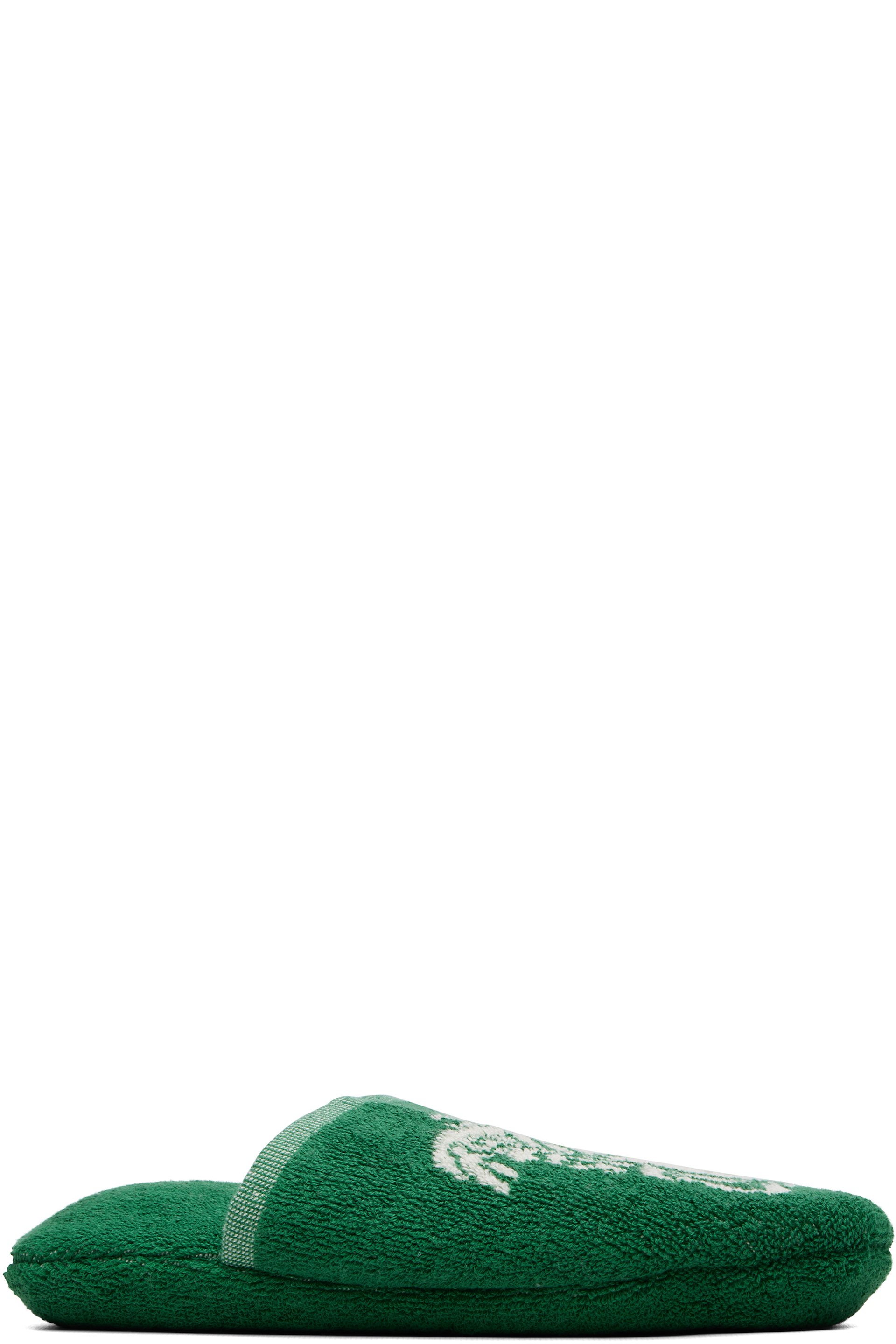 Versace - Green Cotton-Terry Jacquard Slippers