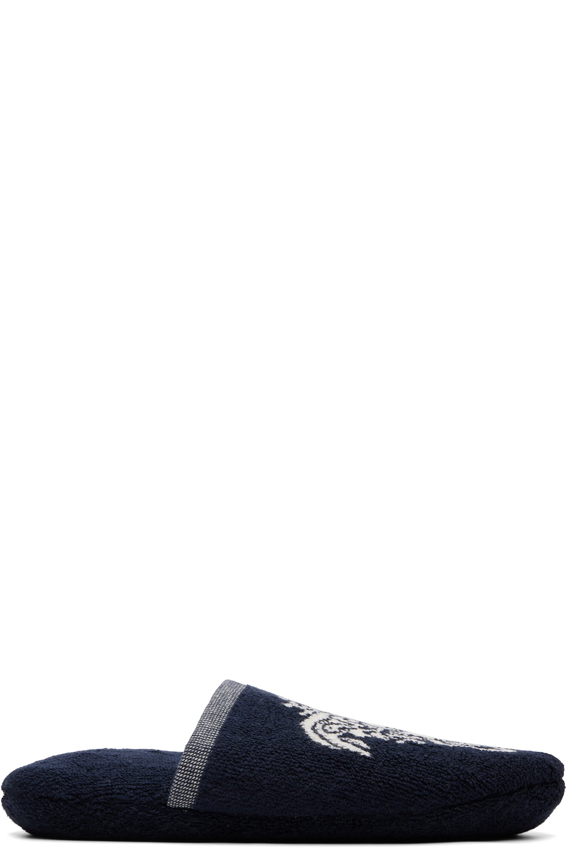 Versace - Navy Cotton-Terry Jacquard Slippers