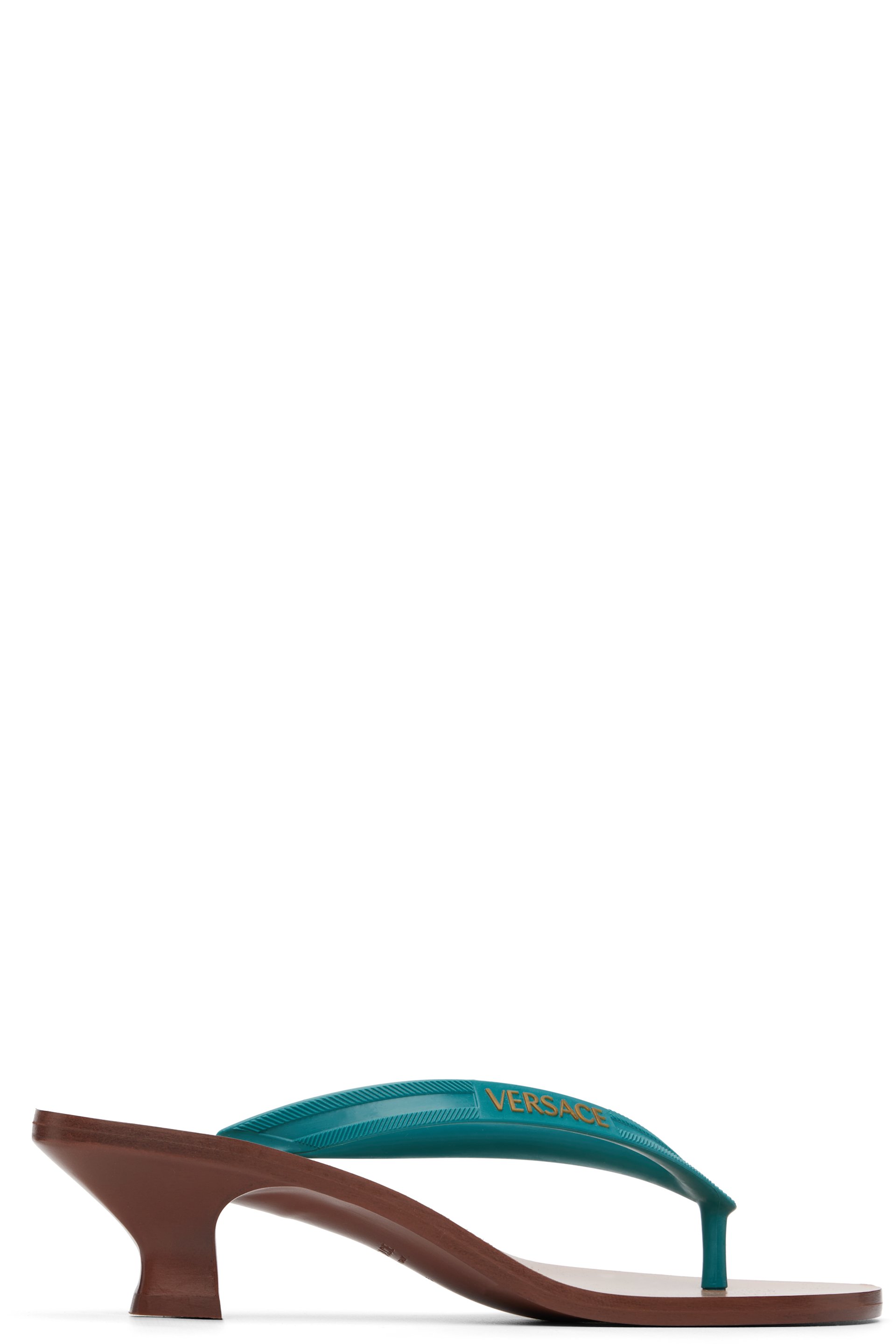 Versace - Blue & Brown Sophie Rubber Thong Heeled Sandals