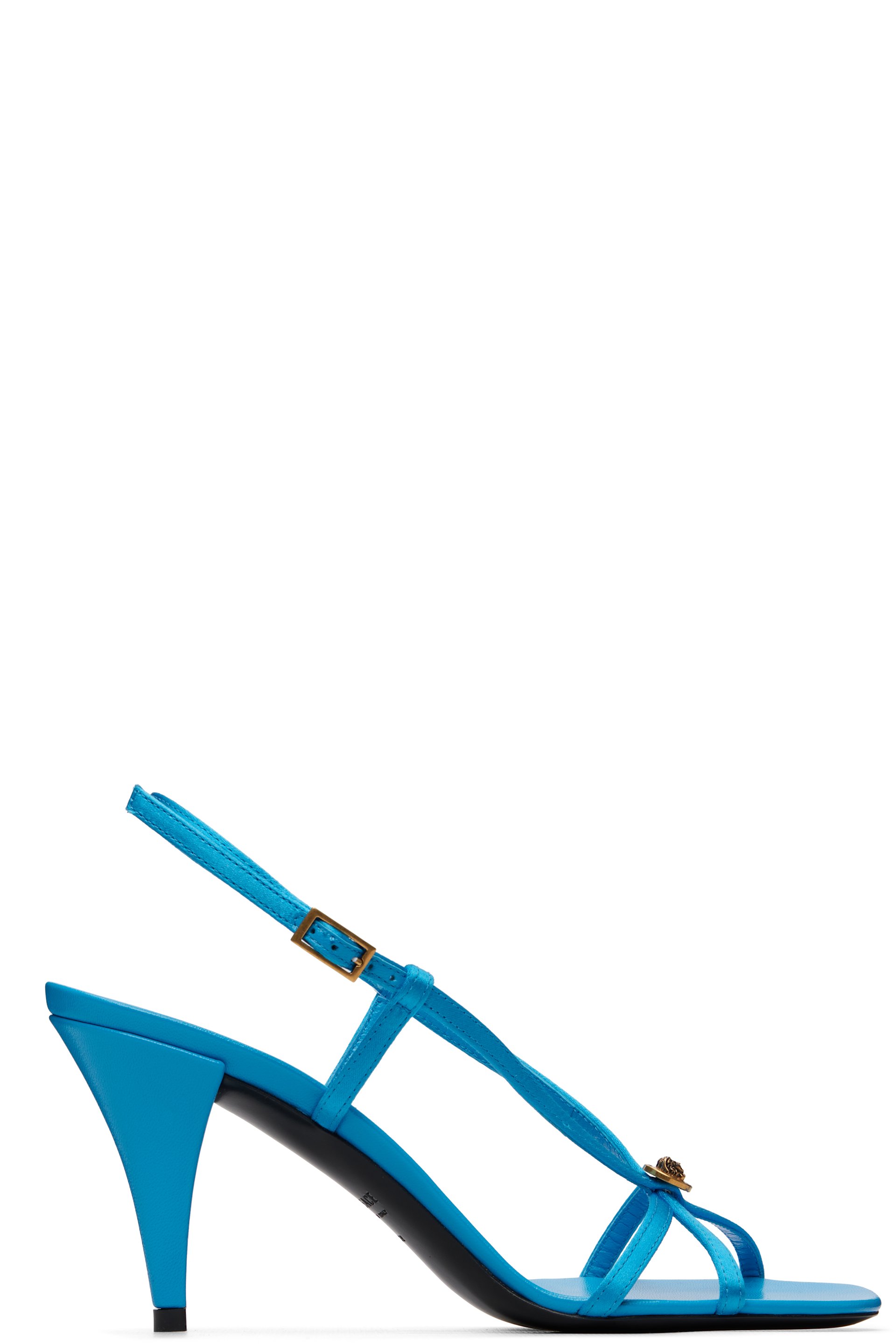 Versace - Blue Valentina Satin Heeled Sandals