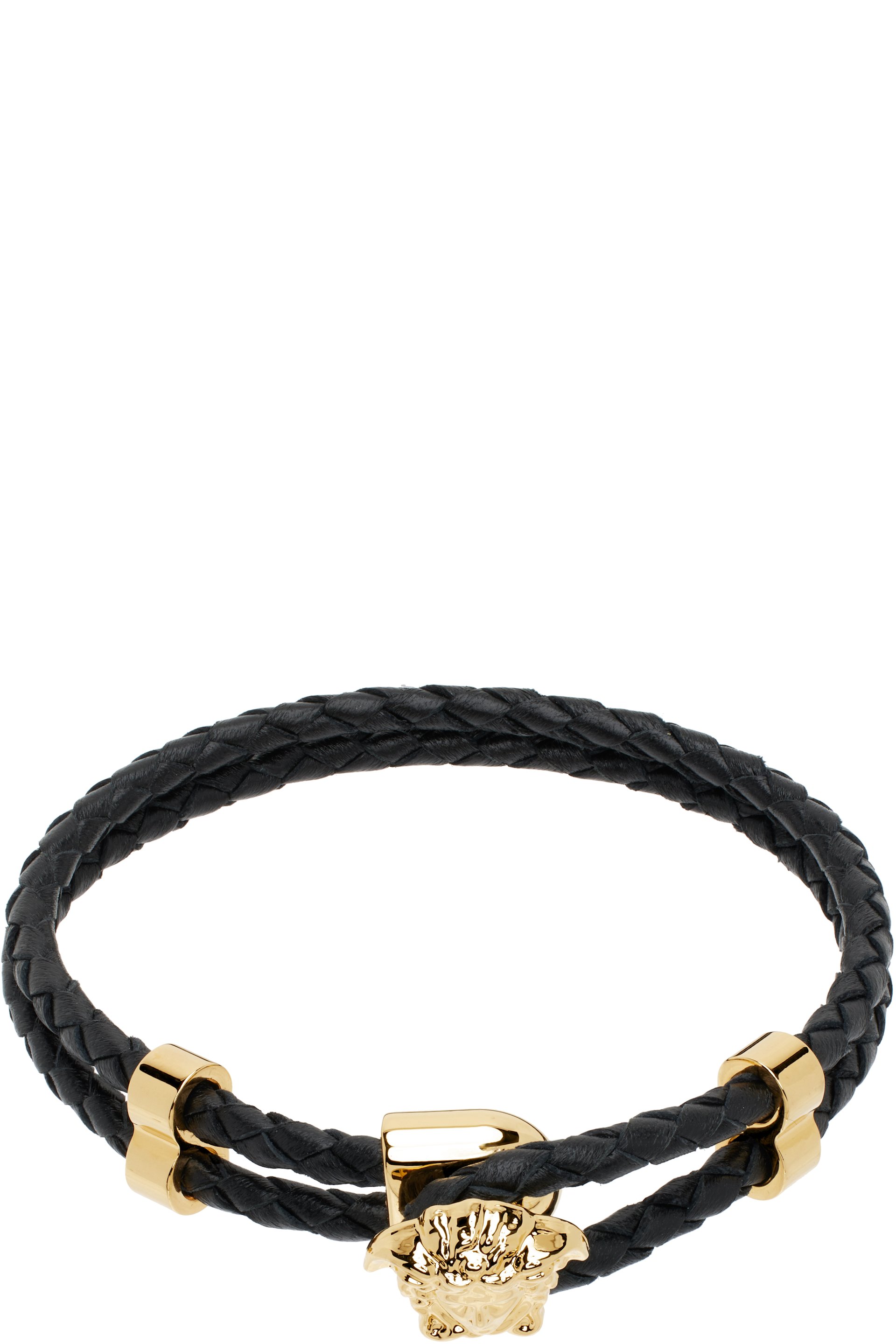 Versace - Black 'La Medusa' Leather Bracelet