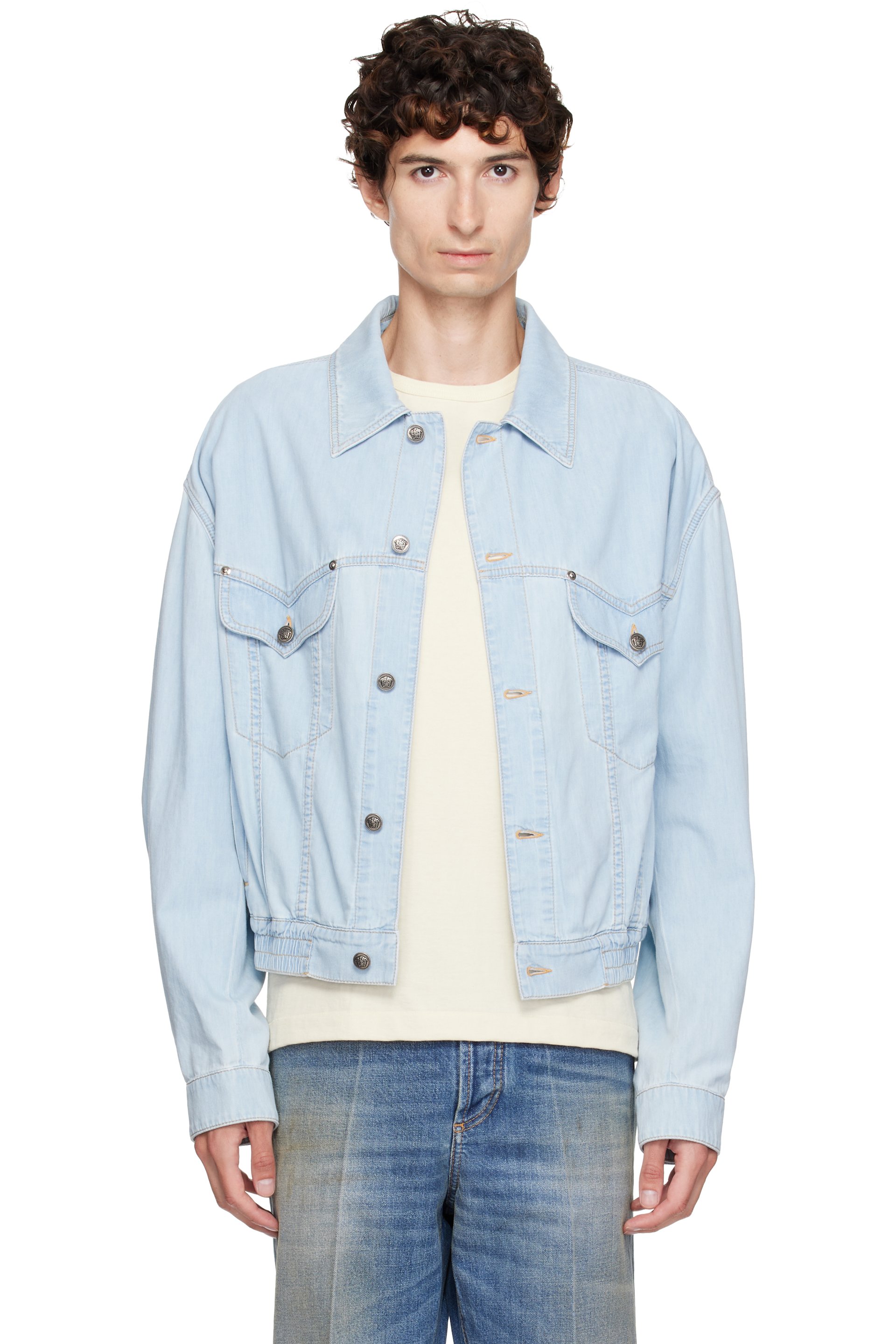 Versace - Blue Chambray Denim Bomber Jacket