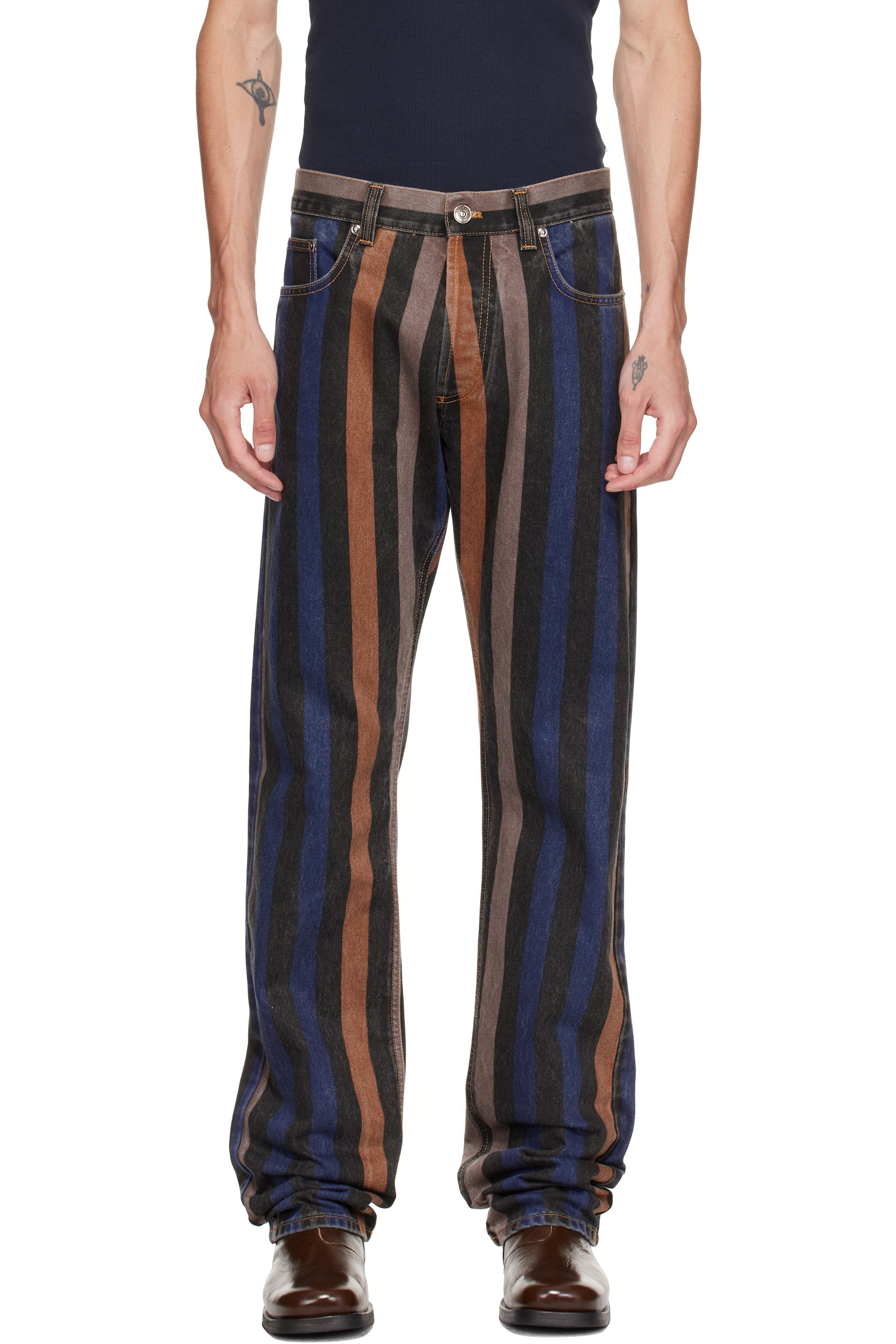 Versace - Multicolor Striped Straight Jeans