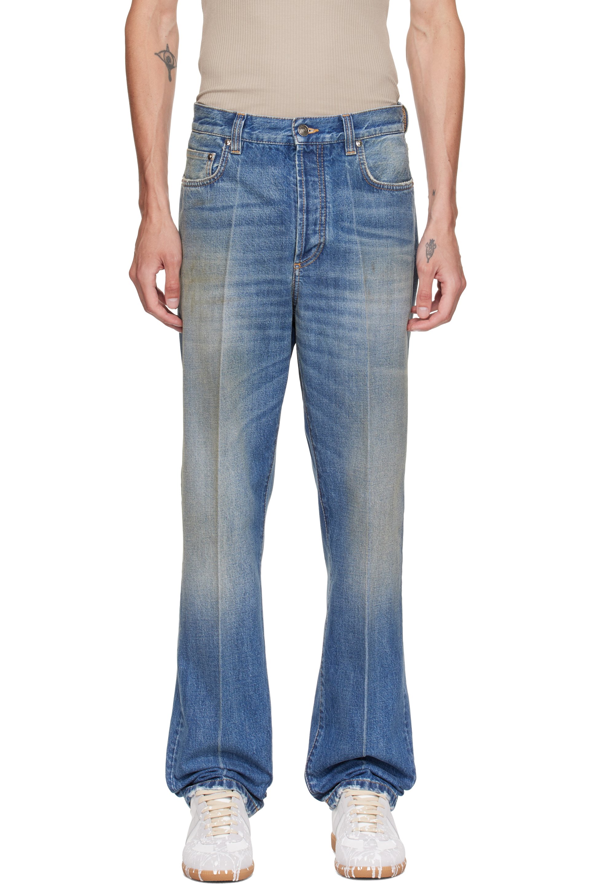 Versace - Blue Distressed Straight Jeans