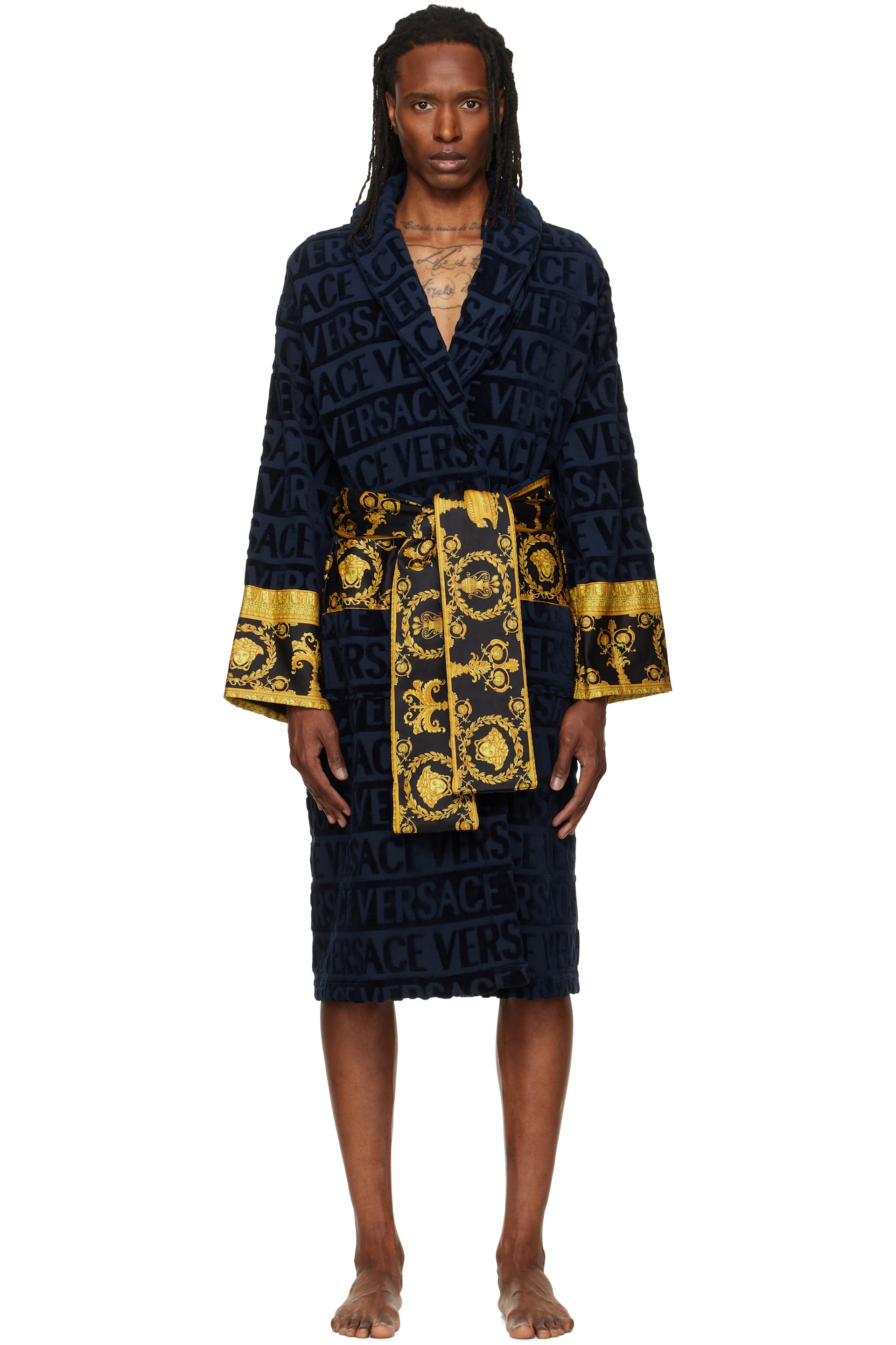Versace - Navy 'I Heart Baroque' Bathrobe