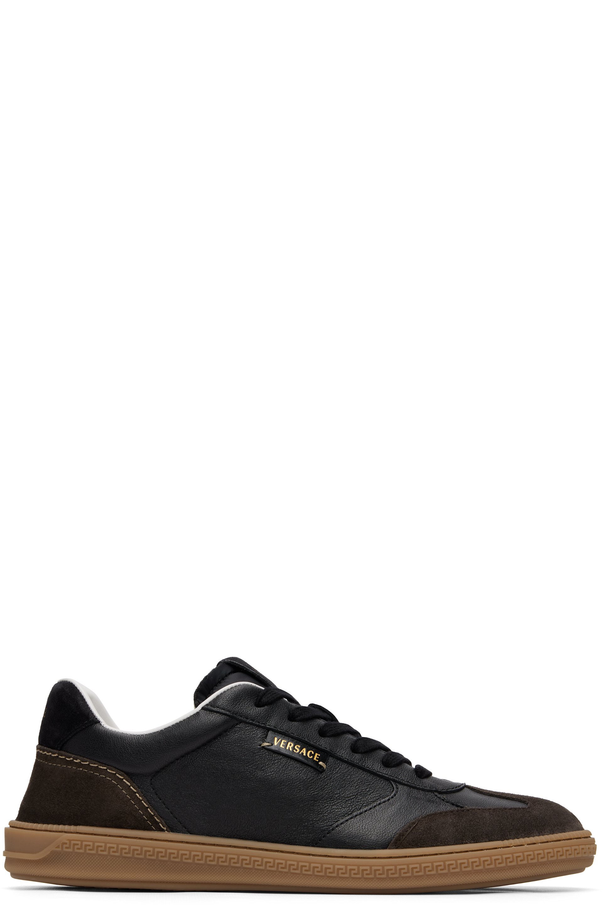 Versace - Black & Brown Greca Court Nappa & Suede Sneakers