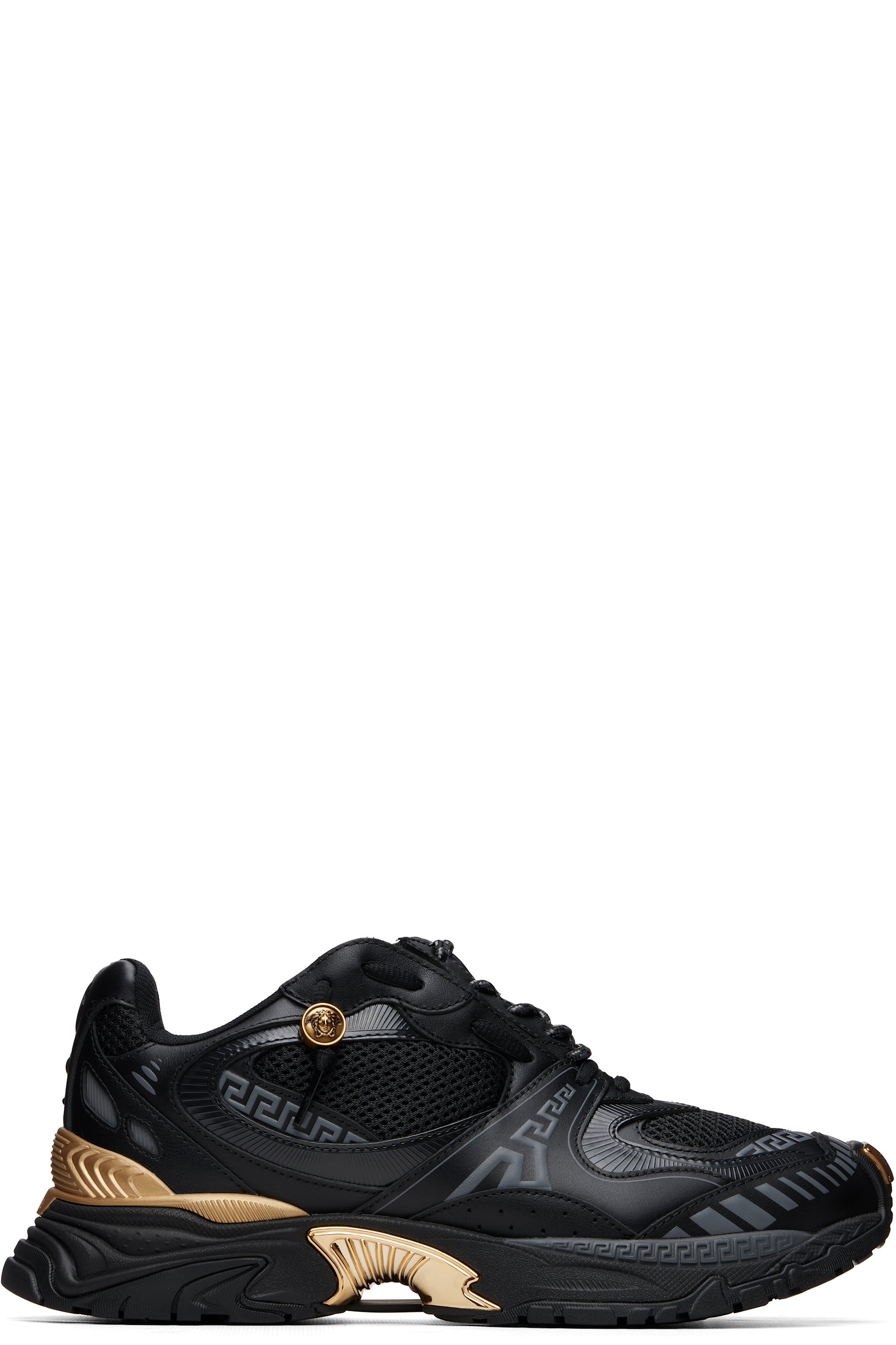 Versace - Black & Gold Icaro Leather Sneakers