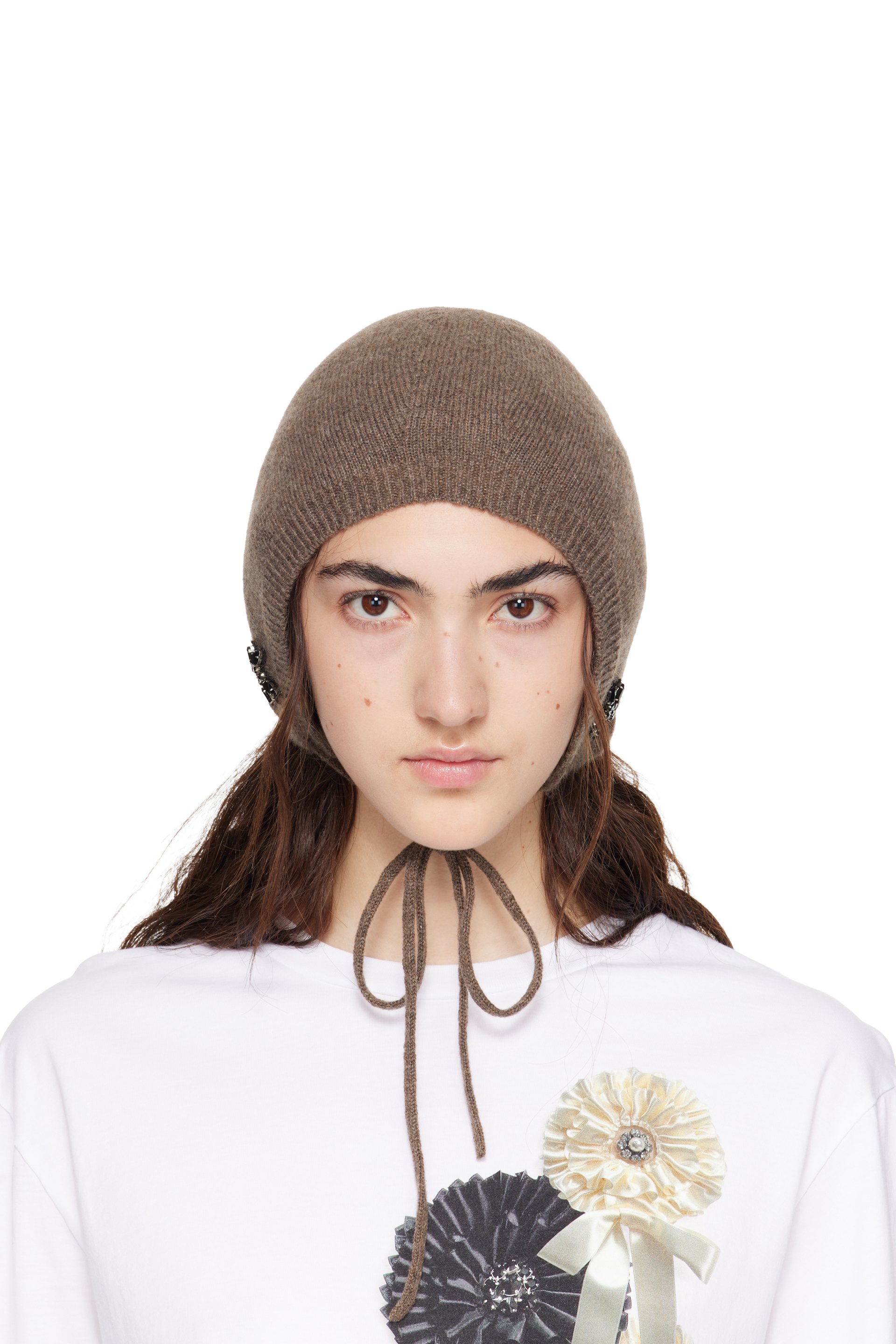 Simone Rocha - Taupe Cashmere Bonnet